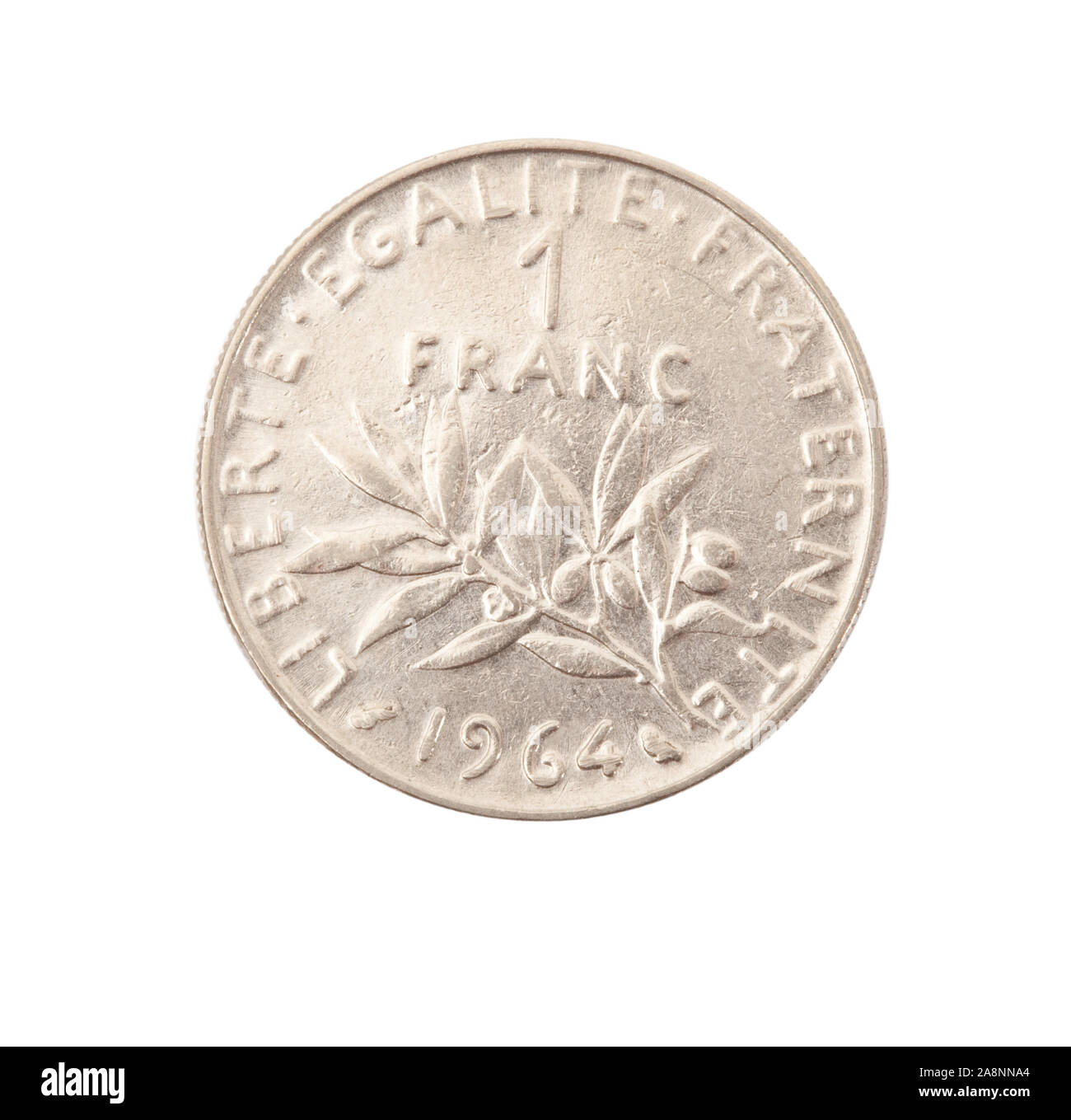 Vintage moneta metallica su sfondo bianco Foto Stock