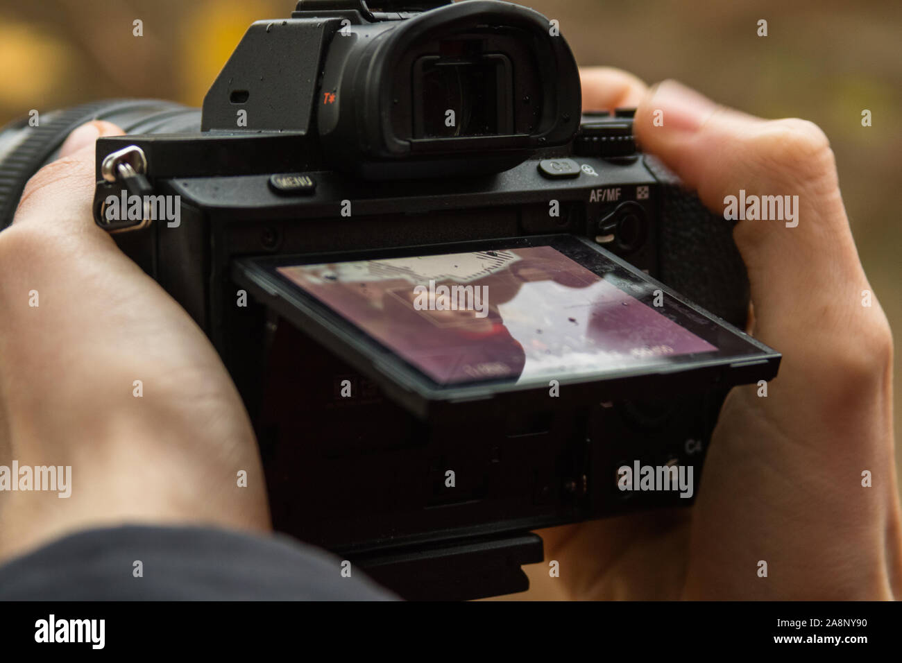 Fotocamera con schermo capovolto out Foto Stock