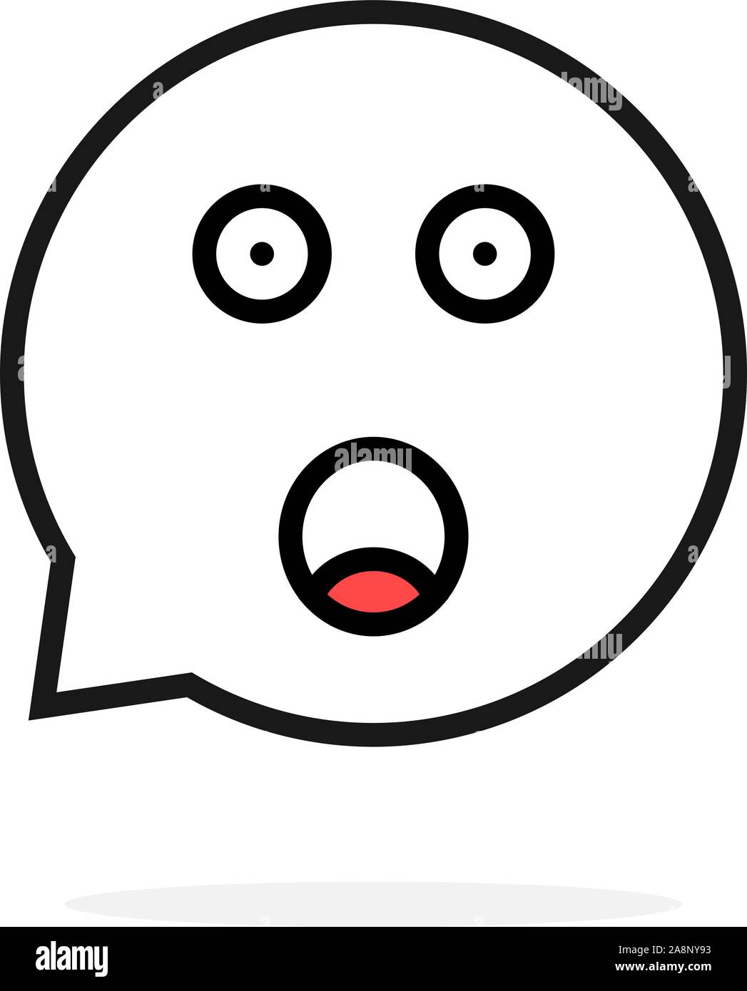 Linea sottile scioccato gli Emoji discorso bolla logo Illustrazione Vettoriale