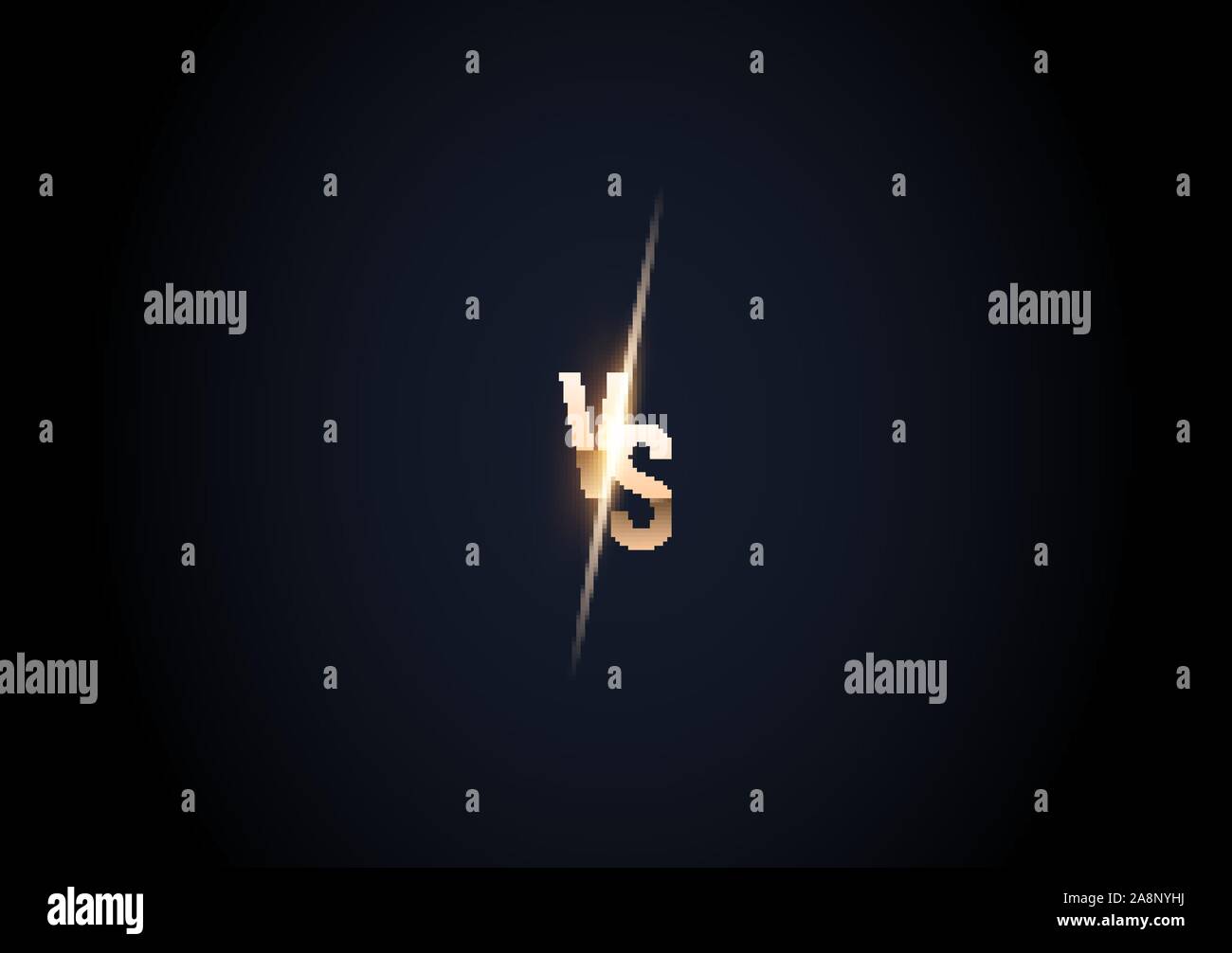 Neon dorato logo versus vs lettere per lo sport e per lottare contro la concorrenza. Vs Battle Match, concetto di gioco competitivo rispetto a illustrazione vettoriale Illustrazione Vettoriale