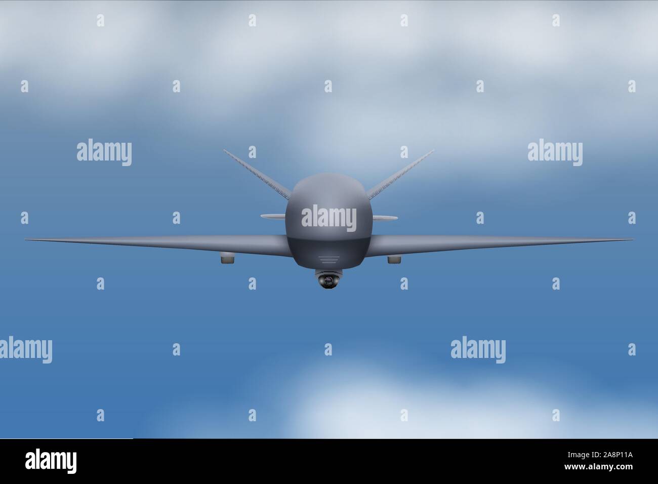 UAV Drone Unmanned spy nel cielo Illustrazione Vettoriale
