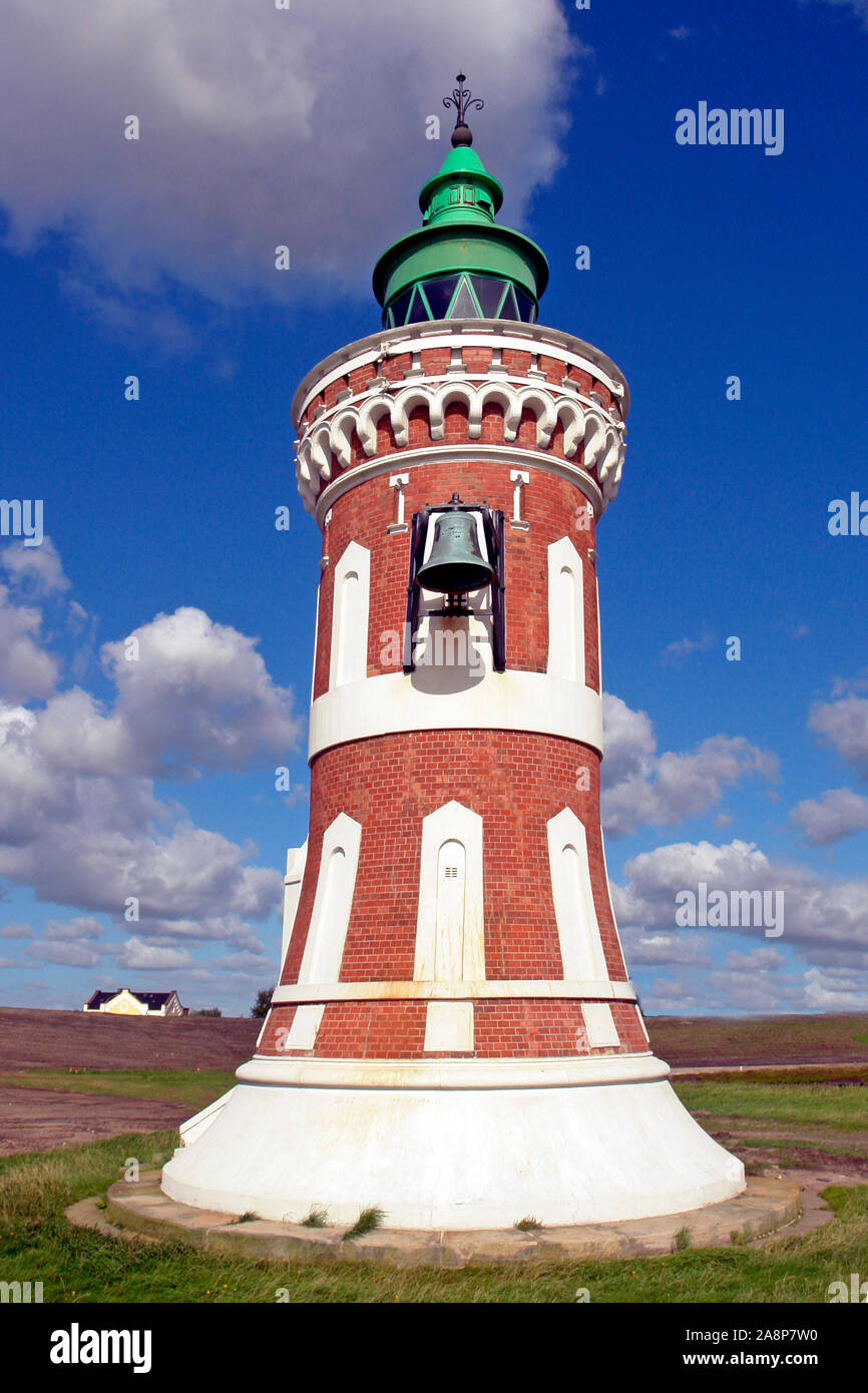 Leuchtturm Kaiserschleuse, Pingelturm, Kaiserschleuse, Backsteinbau, Nebelglocke, Bremerhaven, Niedersachsen, Bundesrepublik Deutschland Foto Stock