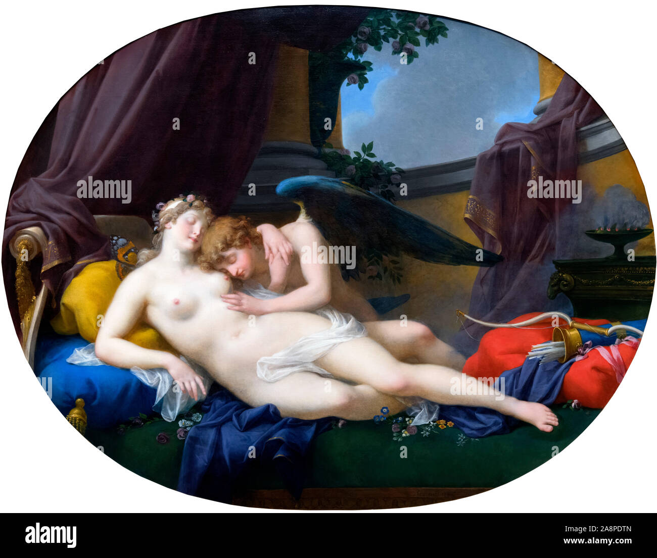 Amore e Psiche di Jean Baptiste Regnault (1754-1829), olio su tela, 1828 Foto Stock