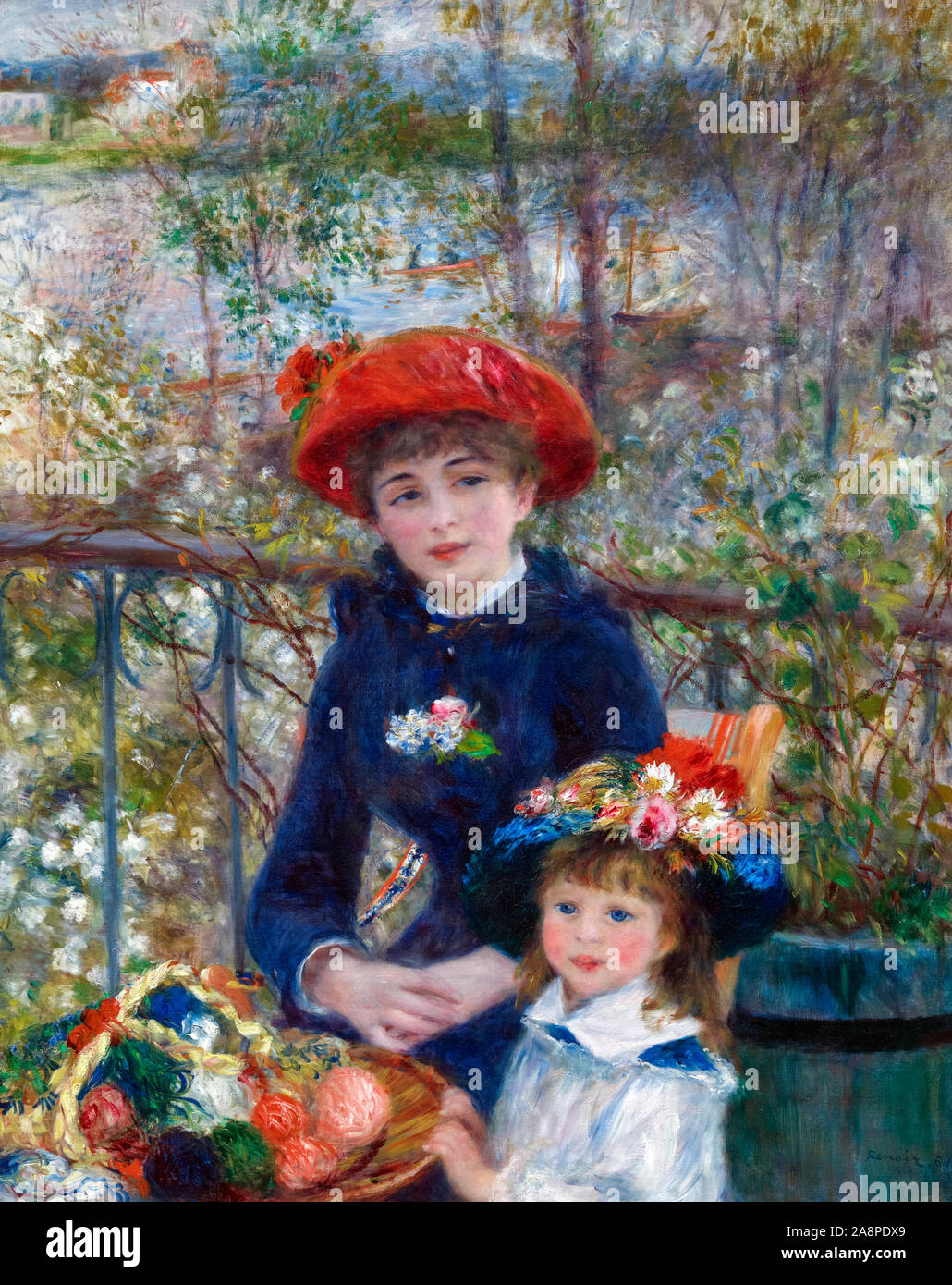 Due sorelle (sulla terrazza) di Pierre Auguste Renoir (1841-1919), olio su tela, 1881 Foto Stock
