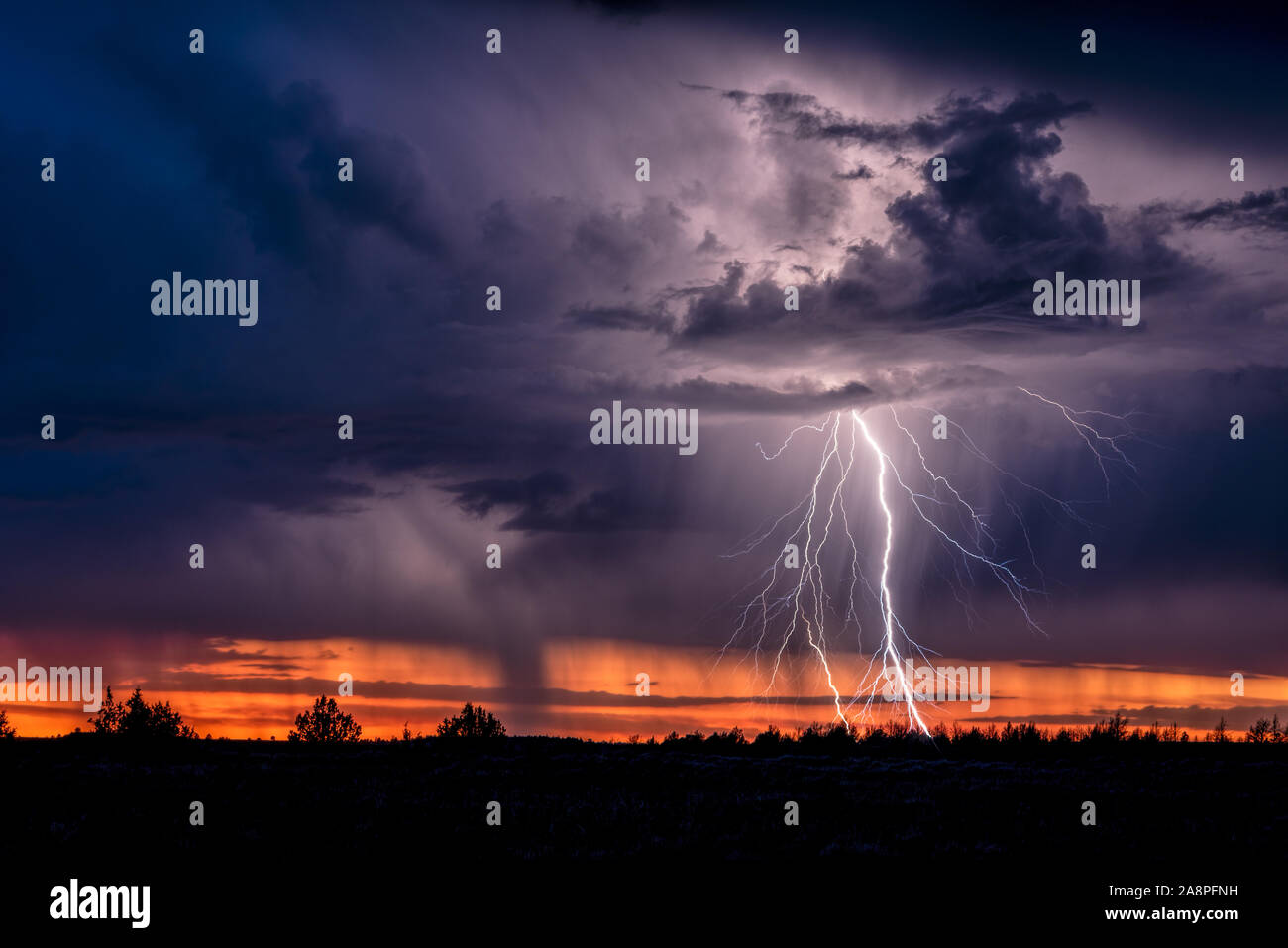 I Temporali al tramonto, sud-est di Oregon. Foto Stock