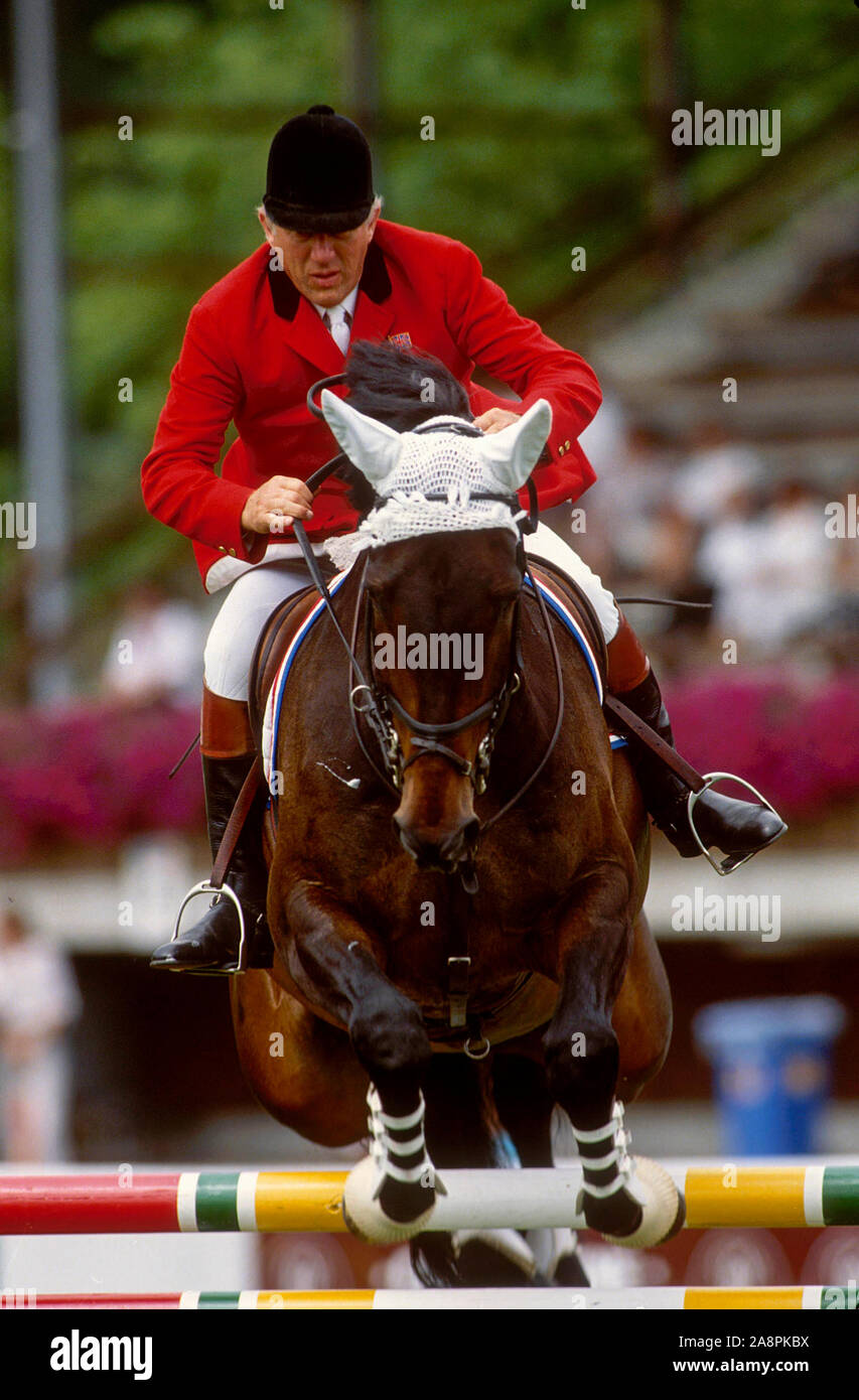 CSIO di San Gallo, 1993, David Broome (GBR) mattatore di equitazione Foto Stock