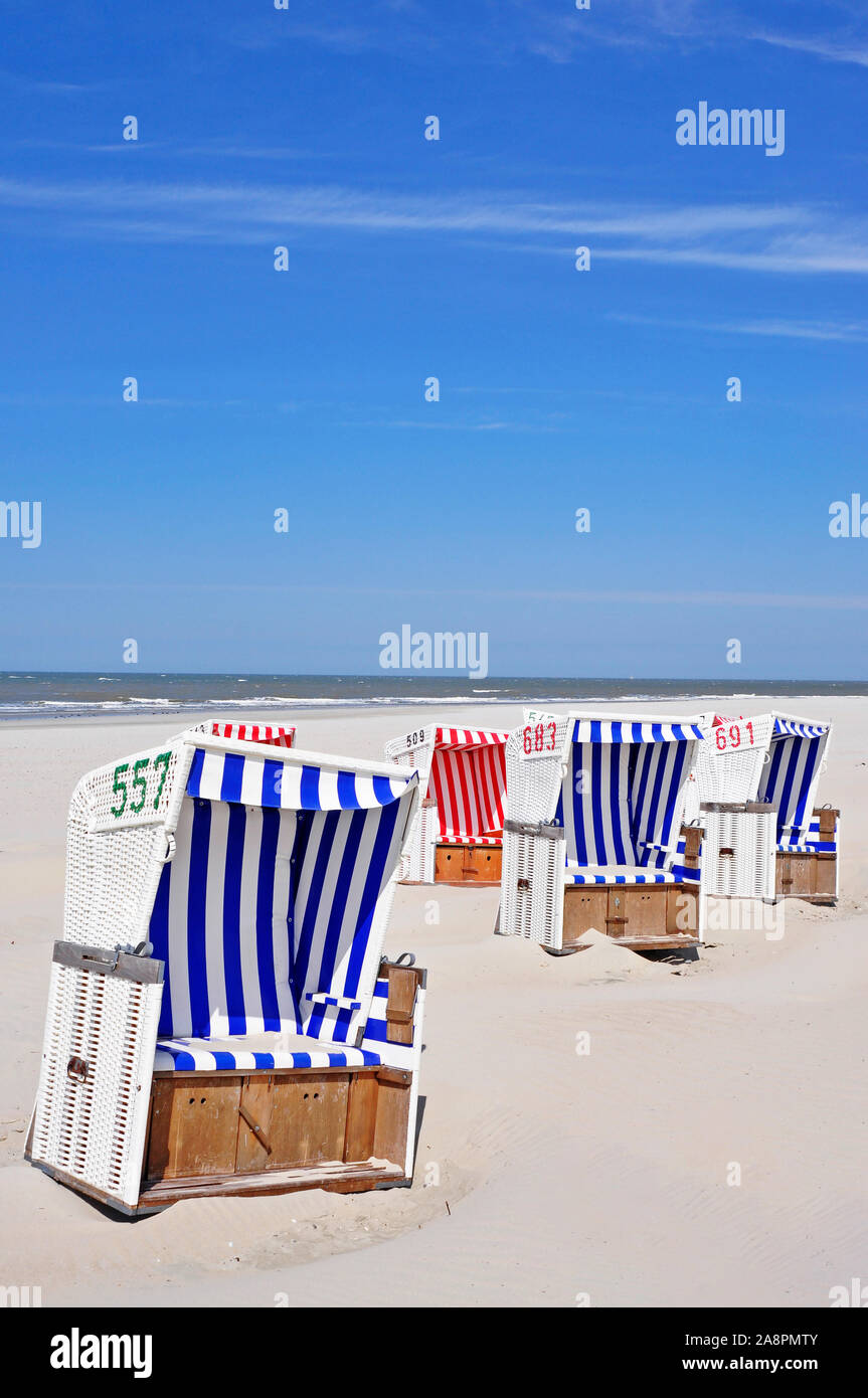 Insel Baltrum, Ostfriesische isole, Strand, Strandkörbe, einsam, Foto Stock