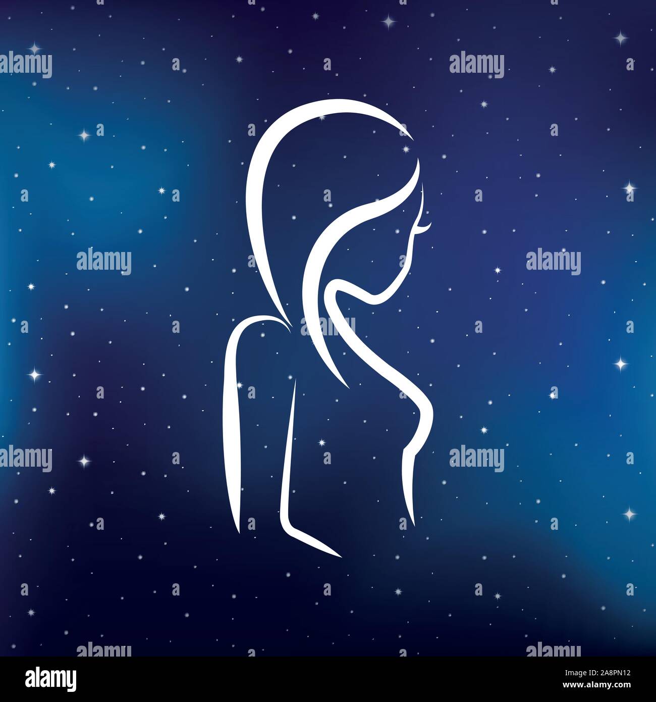 Blue segno zodiacale virgo oroscopo in cielo stellato illustrazione vettoriale EPS10 Illustrazione Vettoriale