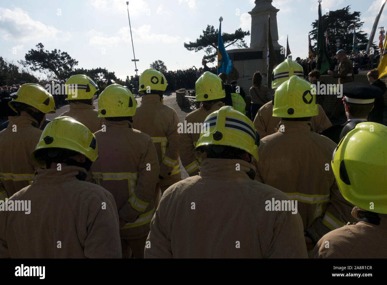 British Vigili del Fuoco su parade Foto Stock