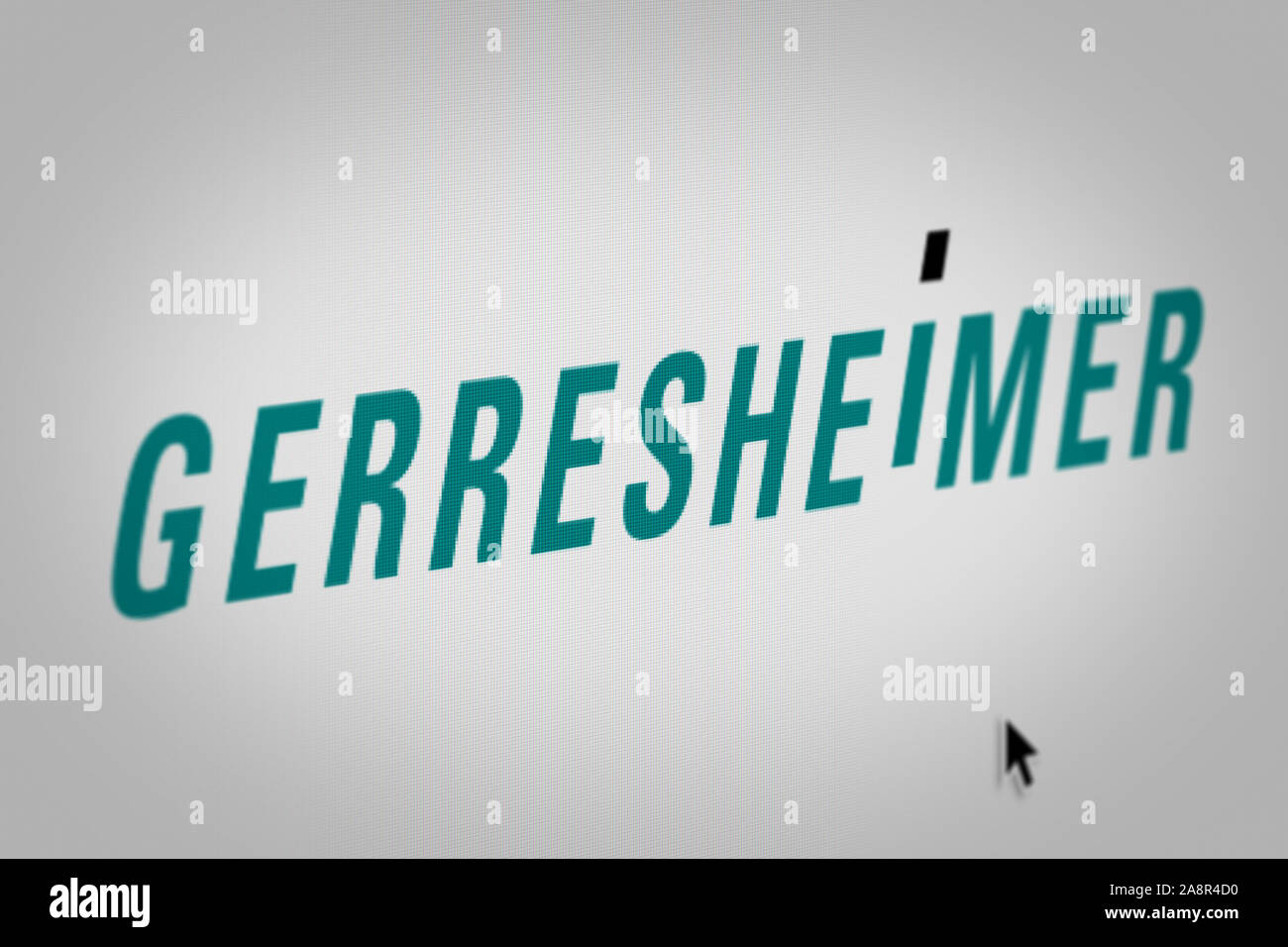 Logo della società pubblica Gerresheimer visualizzata sullo schermo di un computer in close-up. Credito: PIXDUCE Foto Stock