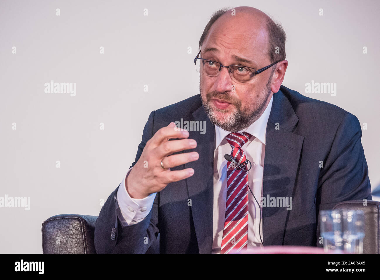 Martin Schulz parlando nel 2017 durante la campagna per diventare cancelliere della Germania. Foto Stock