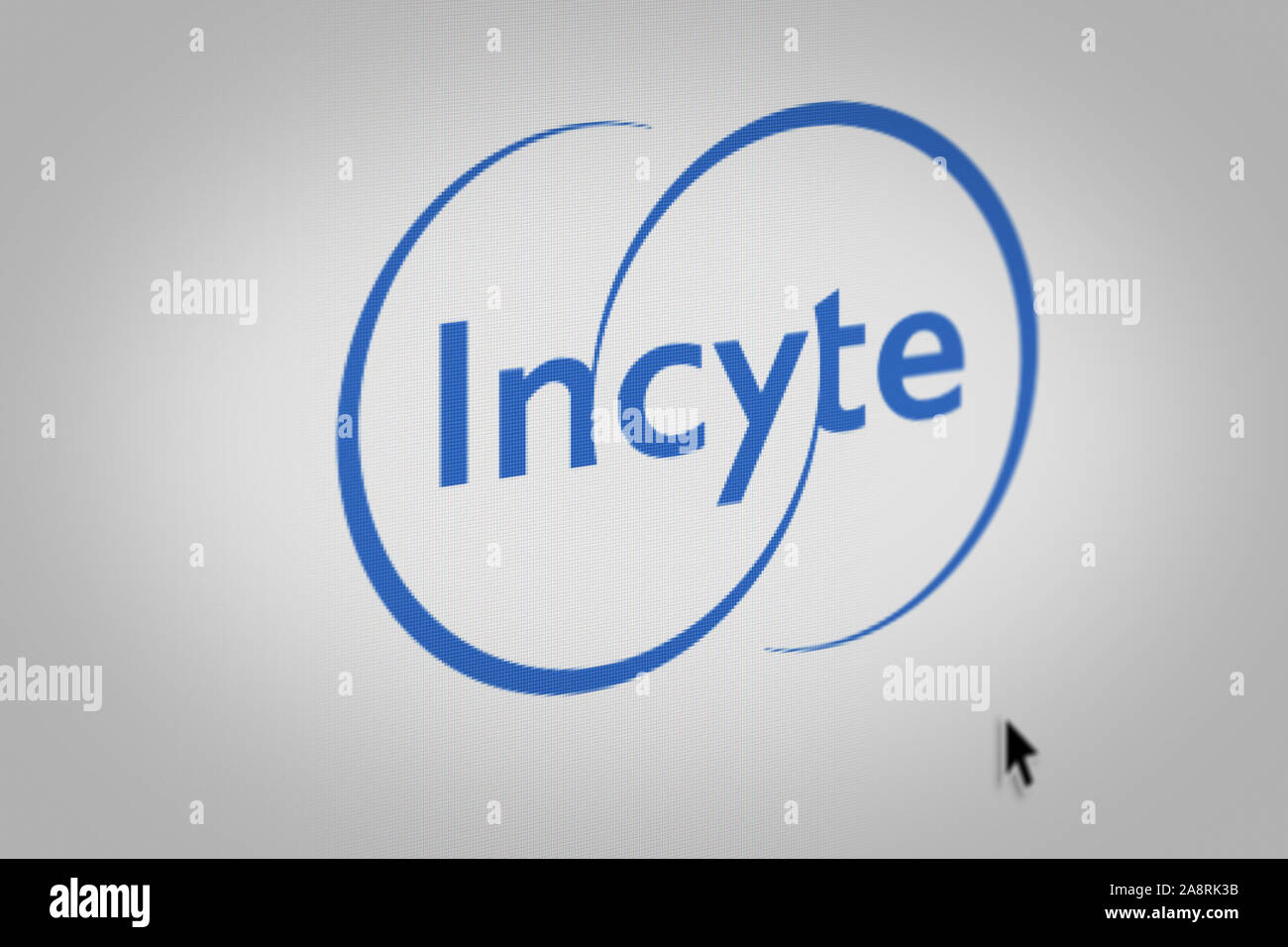 Logo della società pubblica Incyte visualizzata sullo schermo di un computer in close-up. Credito: PIXDUCE Foto Stock