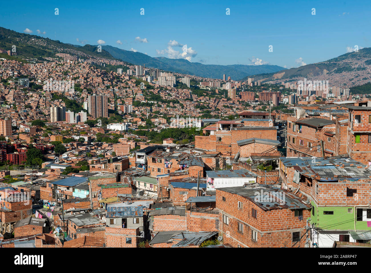 San Javier distretto, noto anche come Comuna 13, a Medellin, Colombia. Foto Stock