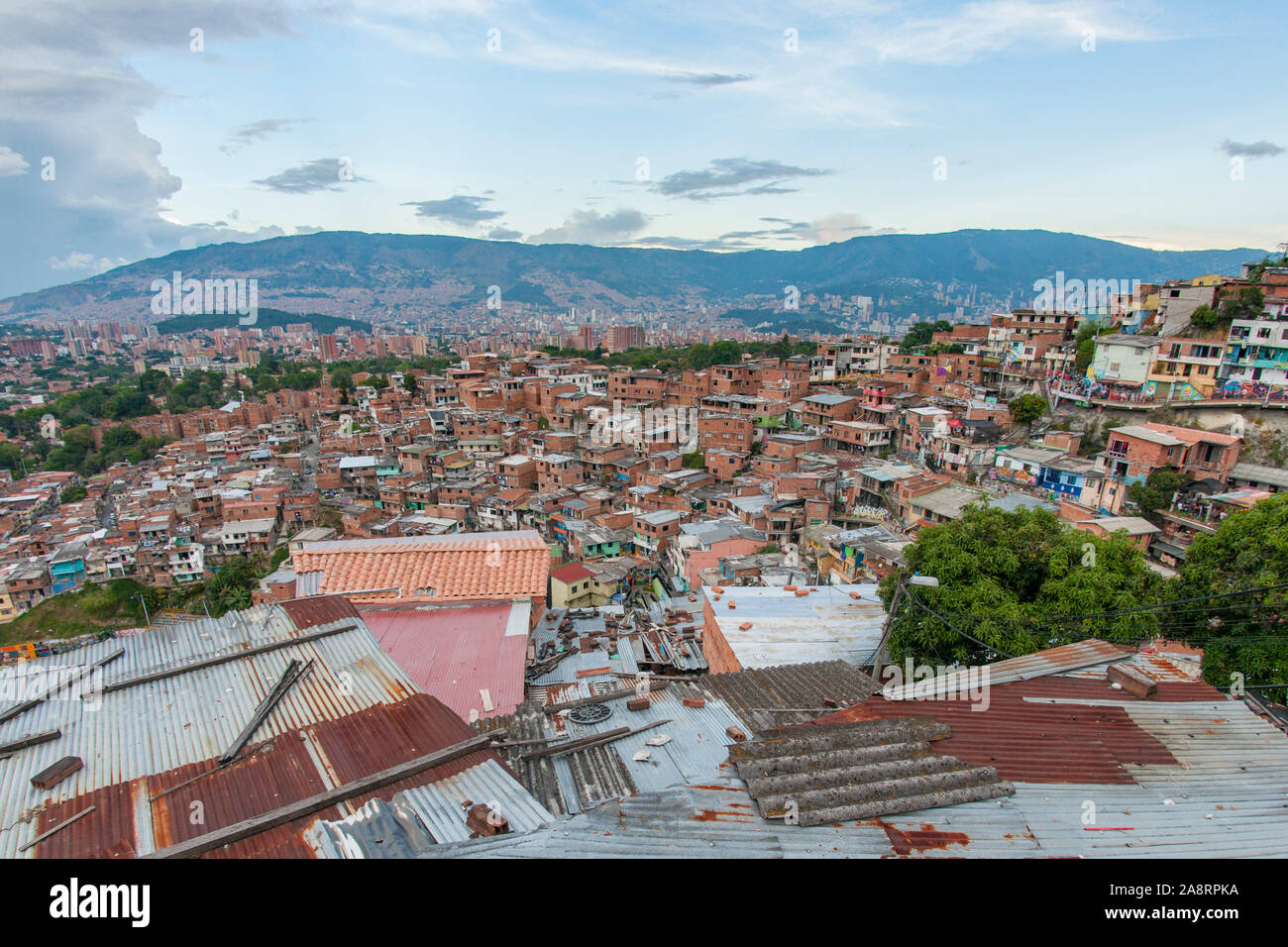 San Javier distretto, noto anche come Comuna 13, a Medellin, Colombia. Foto Stock