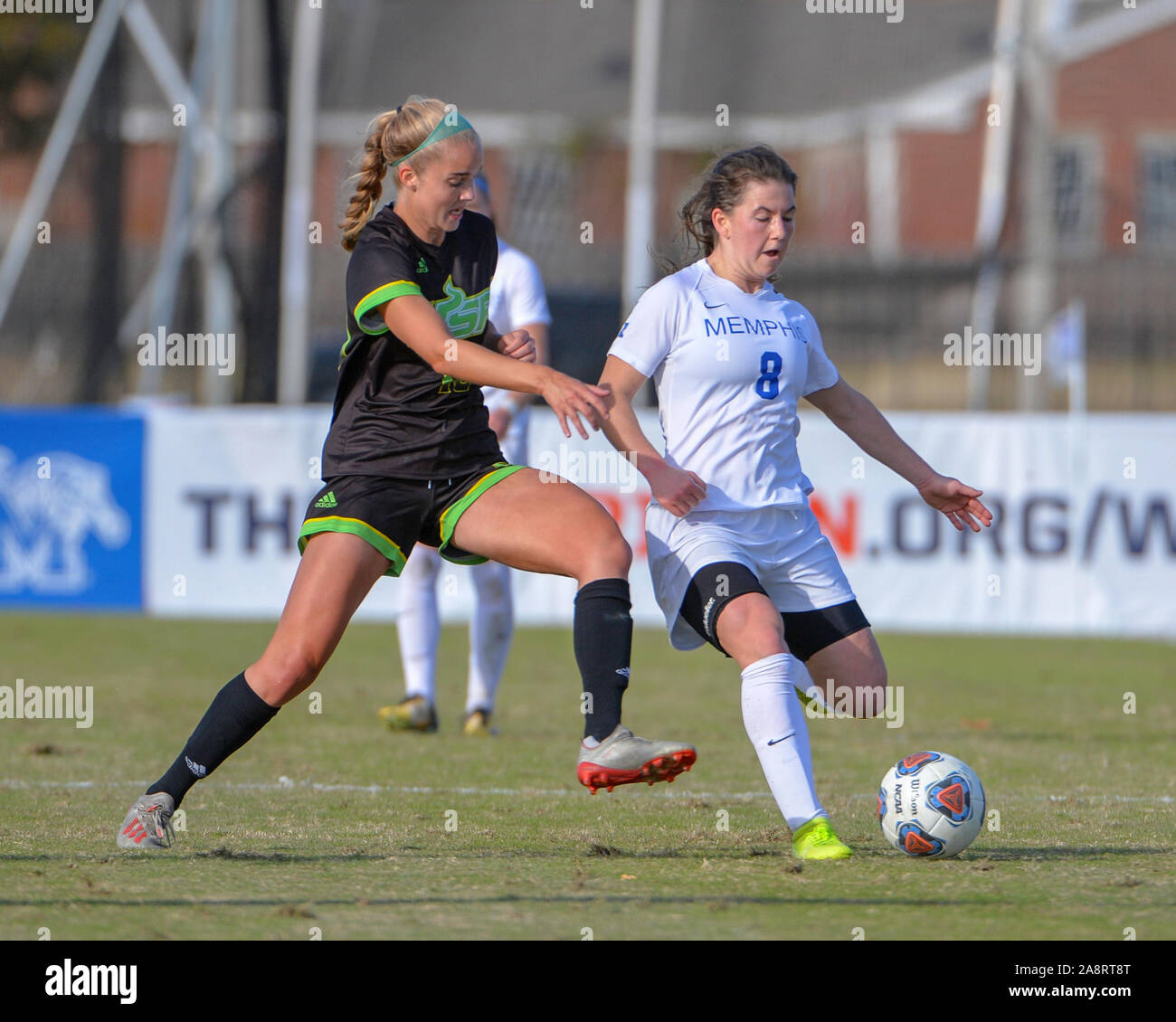 Memphis, TN, Stati Uniti d'America. Decimo Nov, 2019. Centrocampista di Memphis, Lisa Pechersky (8), in azione durante il NCAA femminile campionato di calcio match tra le università di Florida del sud di tori e l'Università di Memphis Tigers all'Università di Memphis a Memphis, TN. Kevin Langley/Sports South Media/CSM/Alamy Live News Foto Stock