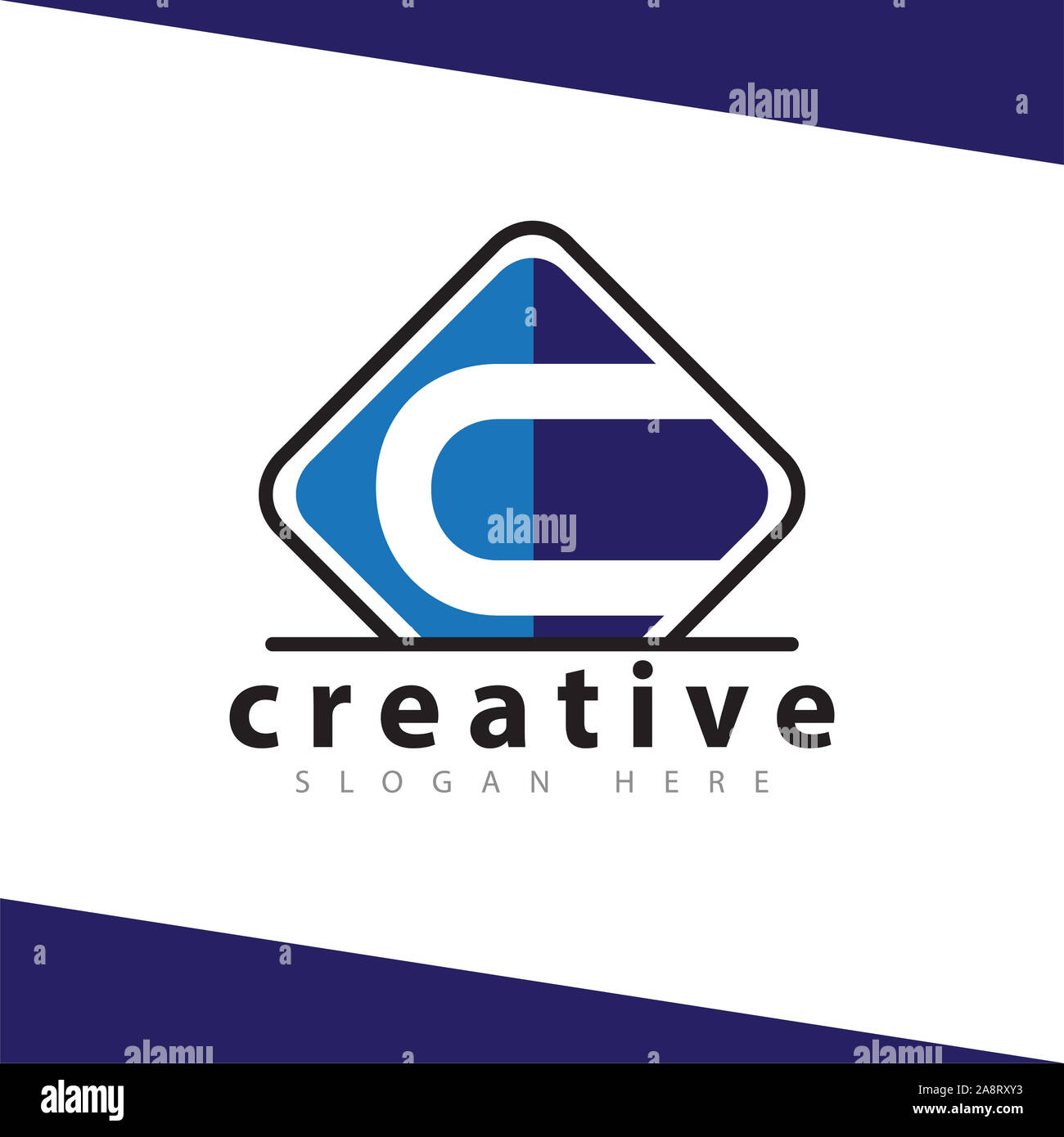 C Lettera con placca quadrata icona logo template vettoriale Foto Stock