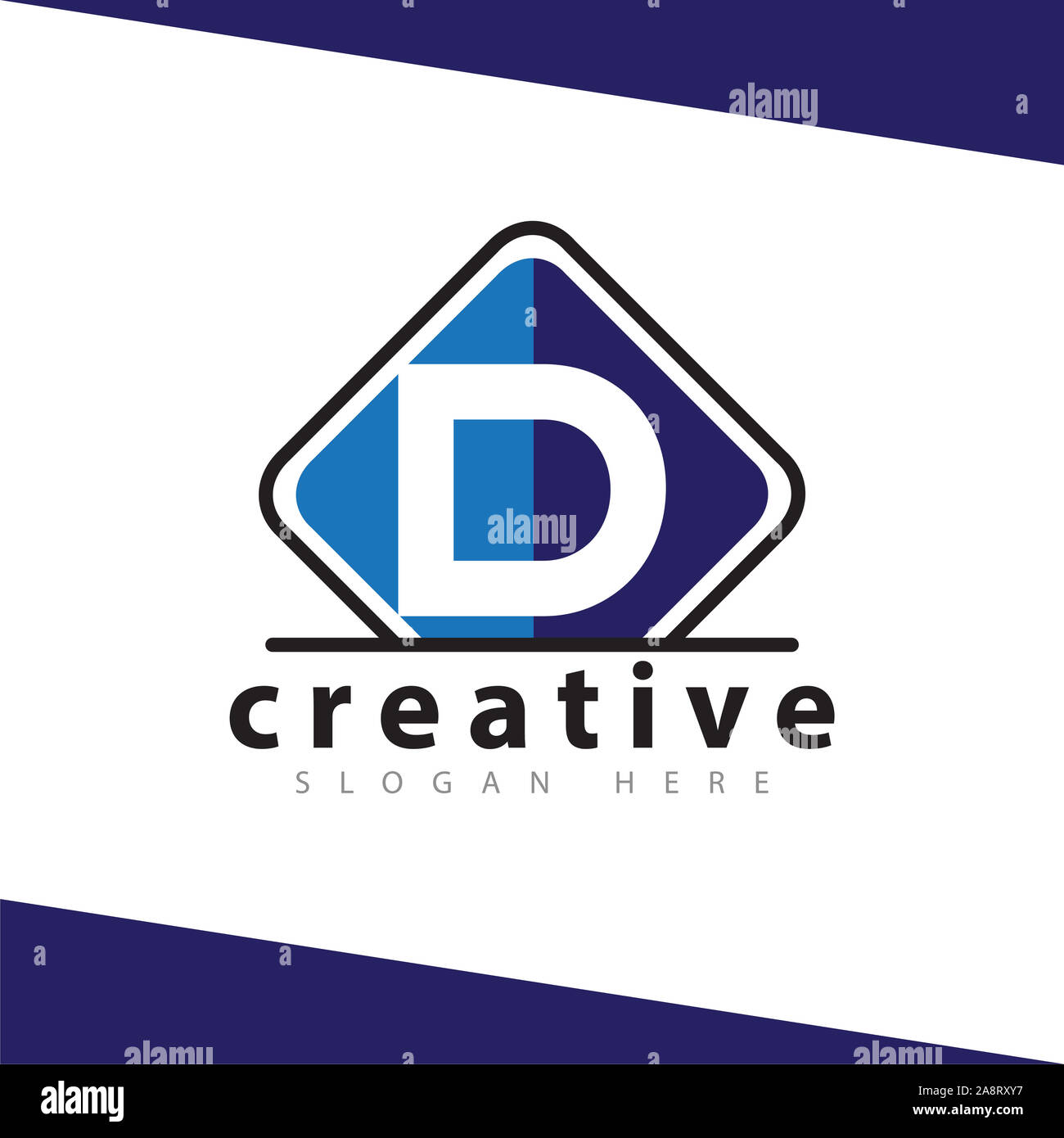 D Lettera con placca quadrata icona logo template vettoriale Foto Stock