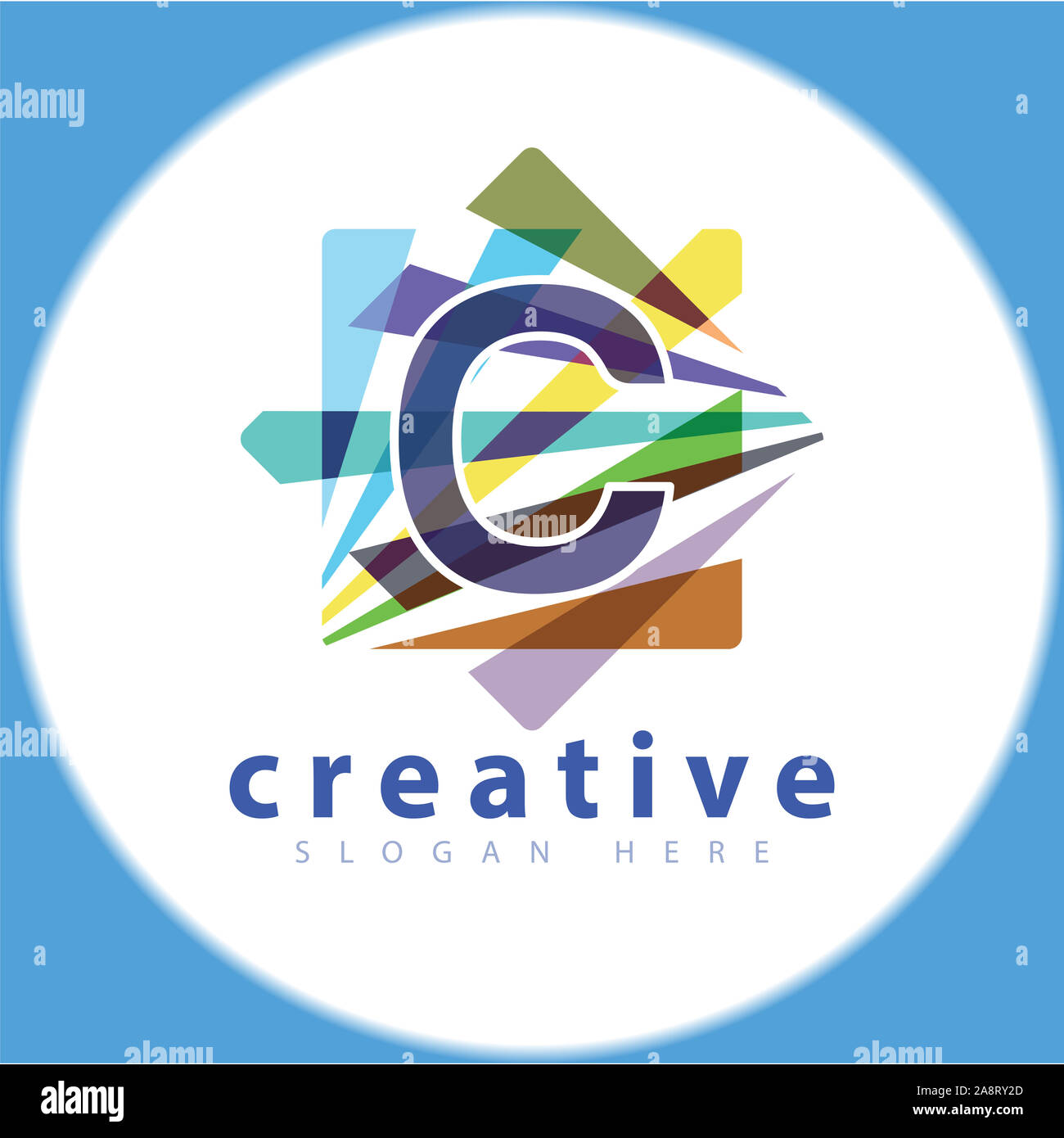 C Lettera piazza astratto colore icona logo template vettoriale Foto Stock