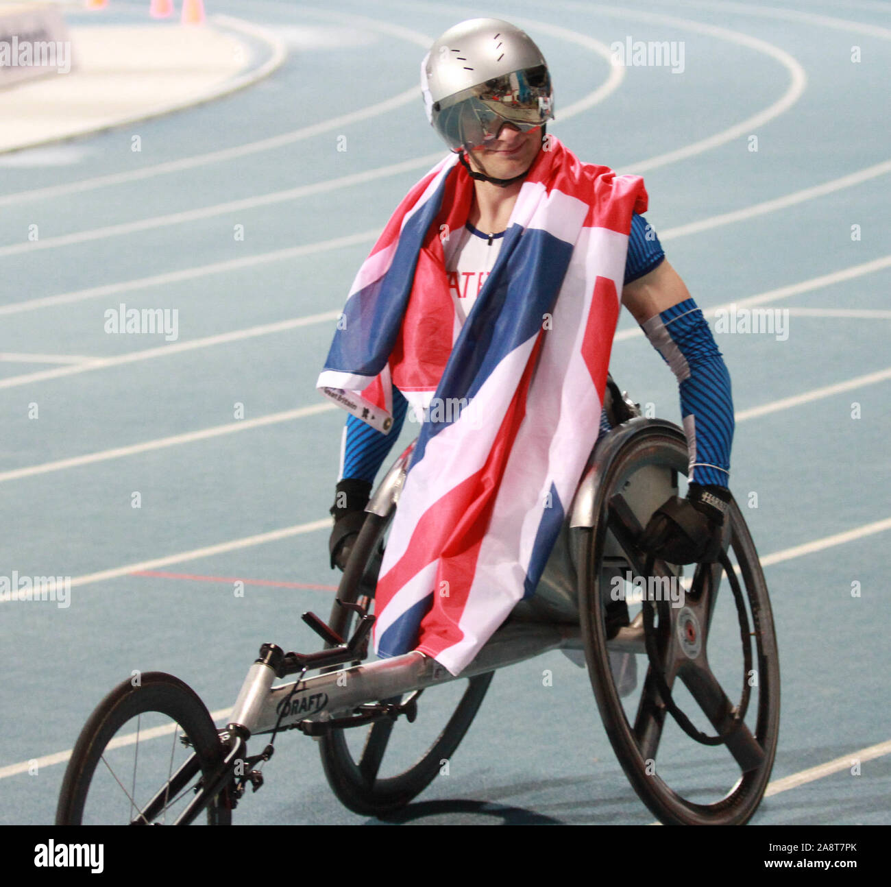 Andrew piccolo di Gran Bretagna durante il mondo Para Atletica dove ha vinto la medaglia d'argento. Credito stand ben Foto Stock