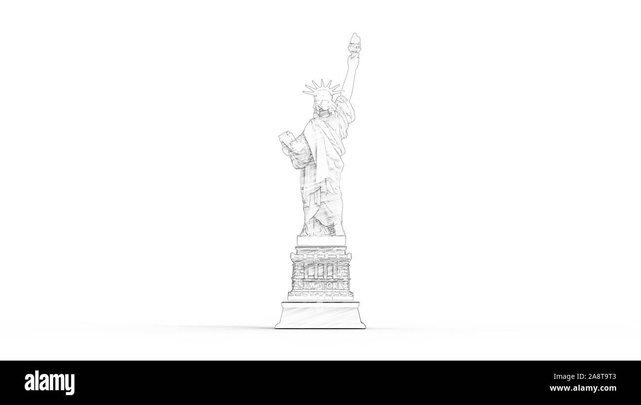 3D rendering della statua della libertà isolato in uno sfondo bianco Foto Stock