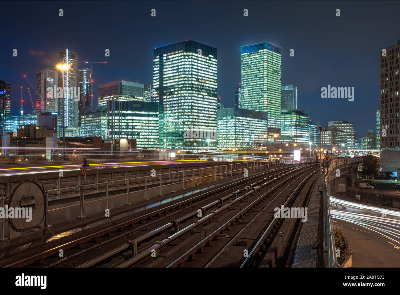 Canary Wharf cityscape. Canary Wharf è il business districet nella città di Londra UK. Foto Stock