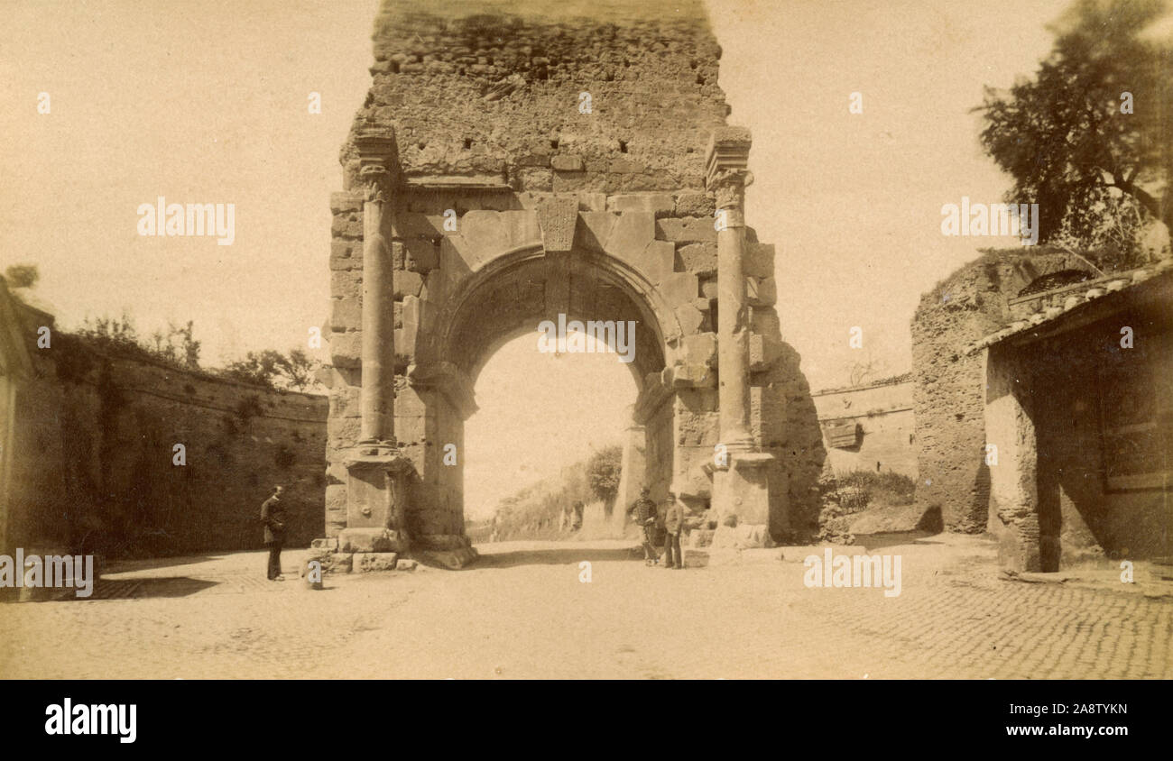 Arco di Druso, Roma, Italia 1880 Foto Stock