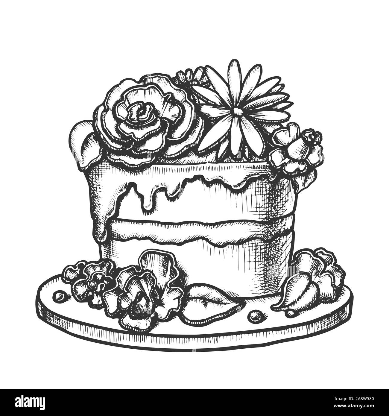 Torta di compleanno con fiori Foto e Immagini Stock in Bianco e Nero - Alamy