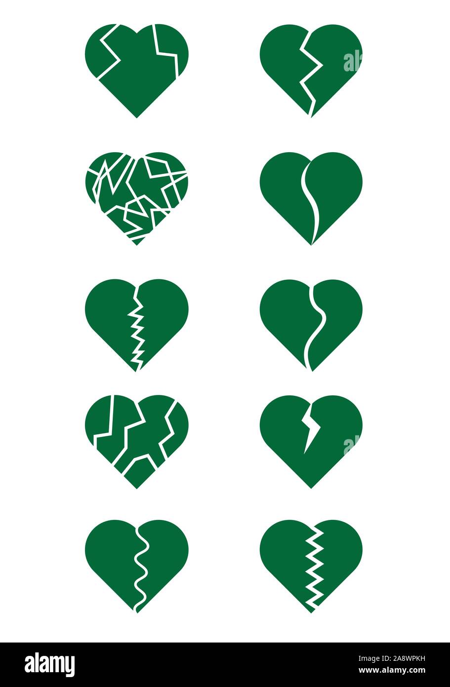 Il verde il cuore spezzato collection Illustrazione Vettoriale