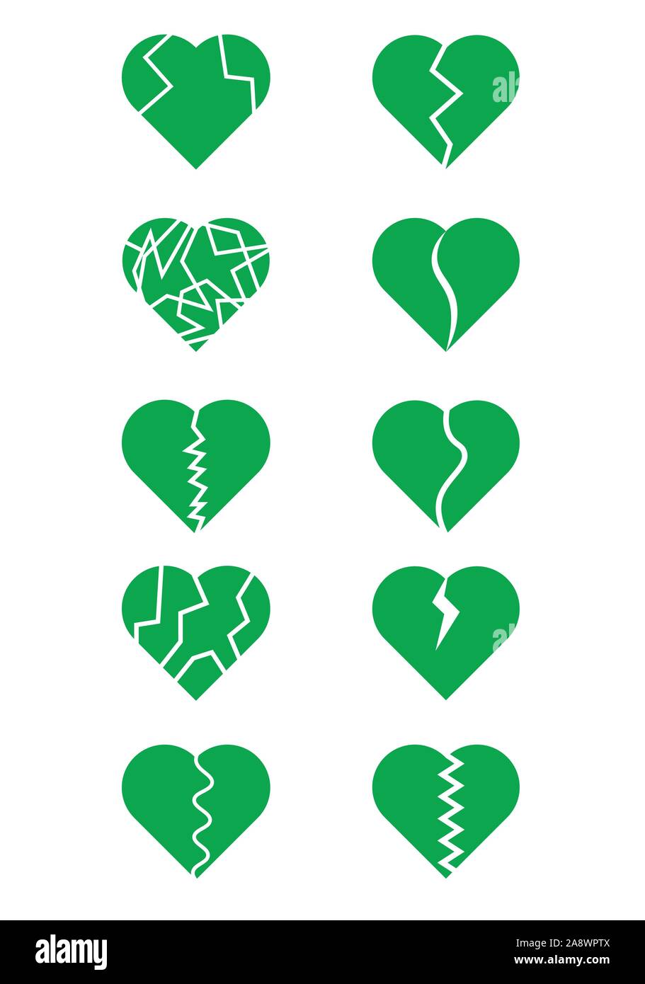 Verde cuore spezzato collection Illustrazione Vettoriale
