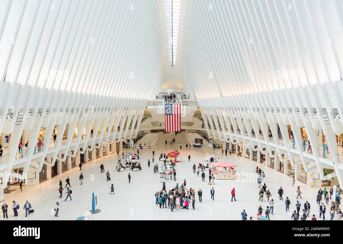 Manhattan, New York Occhio all'interno del World Trade Center Hub di trasporto di New York Foto Stock Manhattan, New York Occhio all'interno del World Trade Center Hub di trasporto di New York Foto Stock