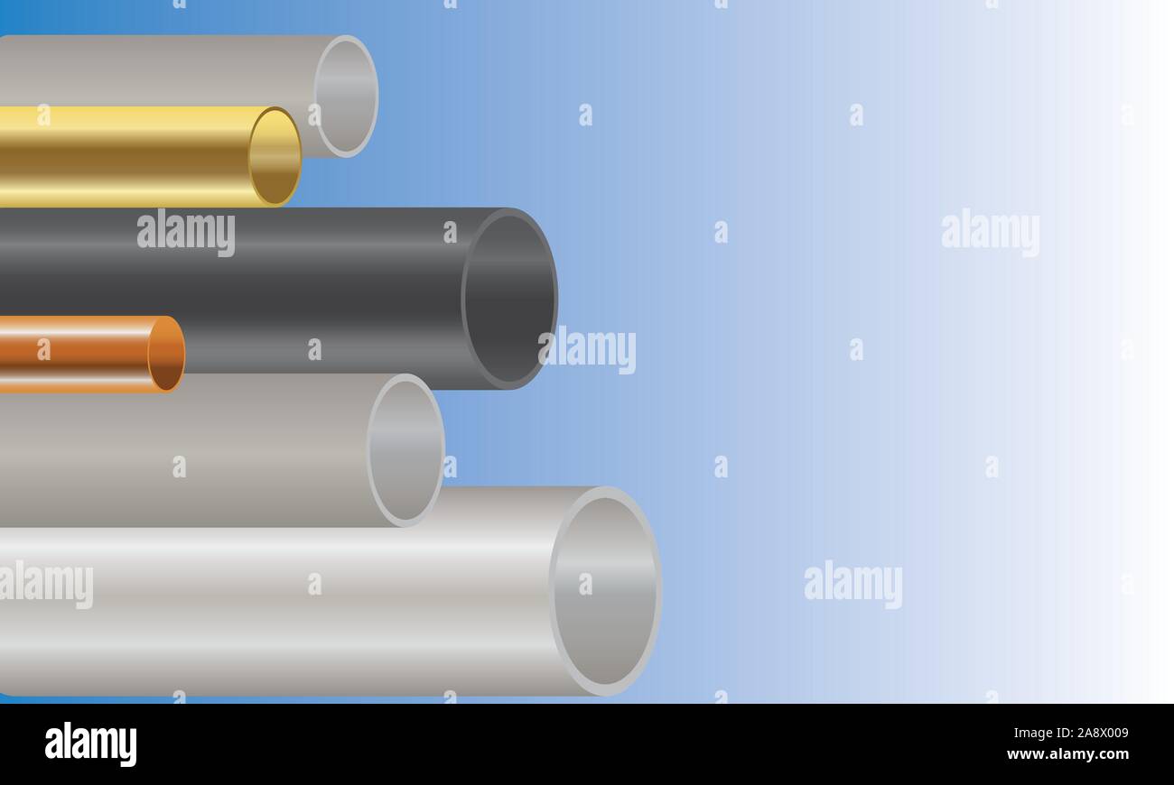 Modello di rame di acciaio e tubi di ottone coperchio per azienda settore Realizzazione brochure Illustrazione Vettoriale