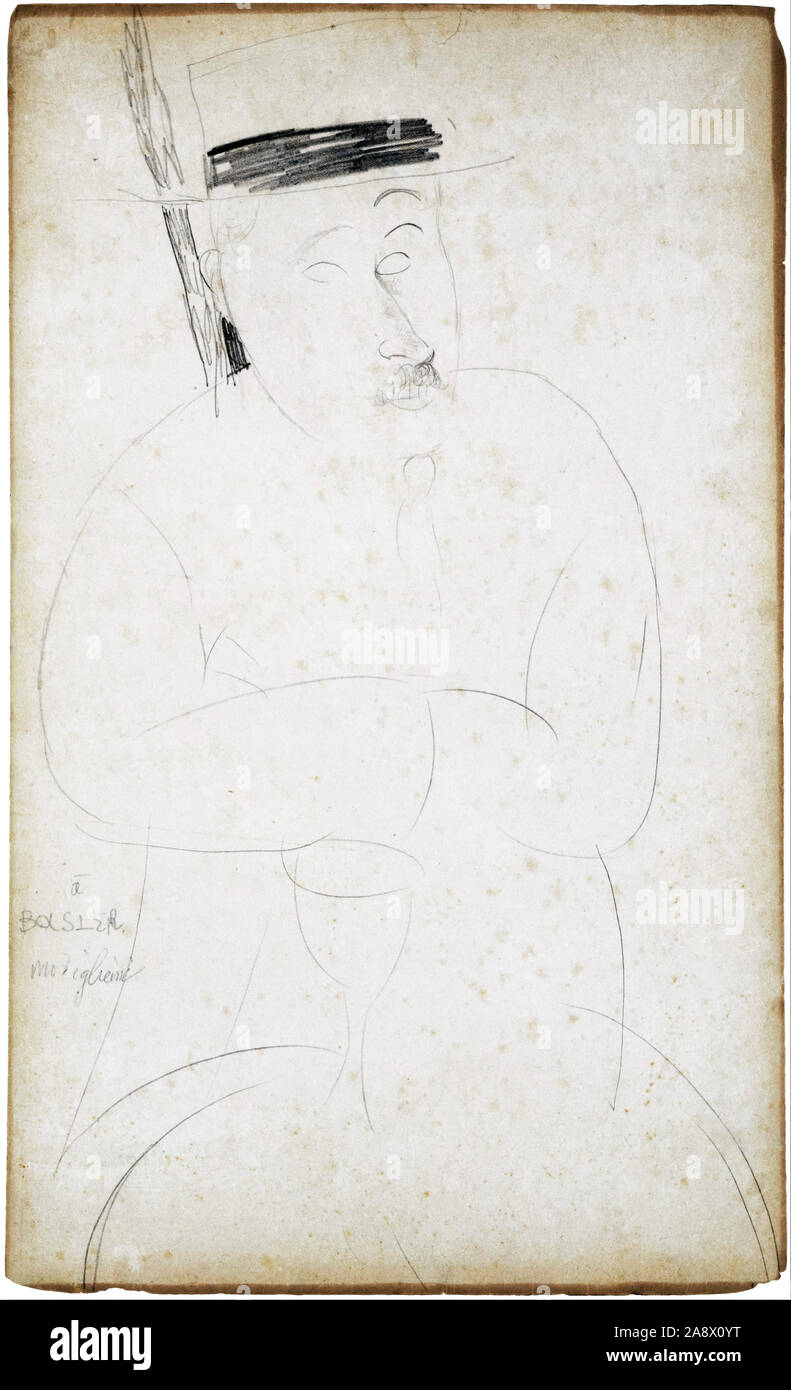 Amedeo Modigliani, Ritratto di Adolphe Basler, (1878–1949), disegno ritratto, non datato Foto Stock
