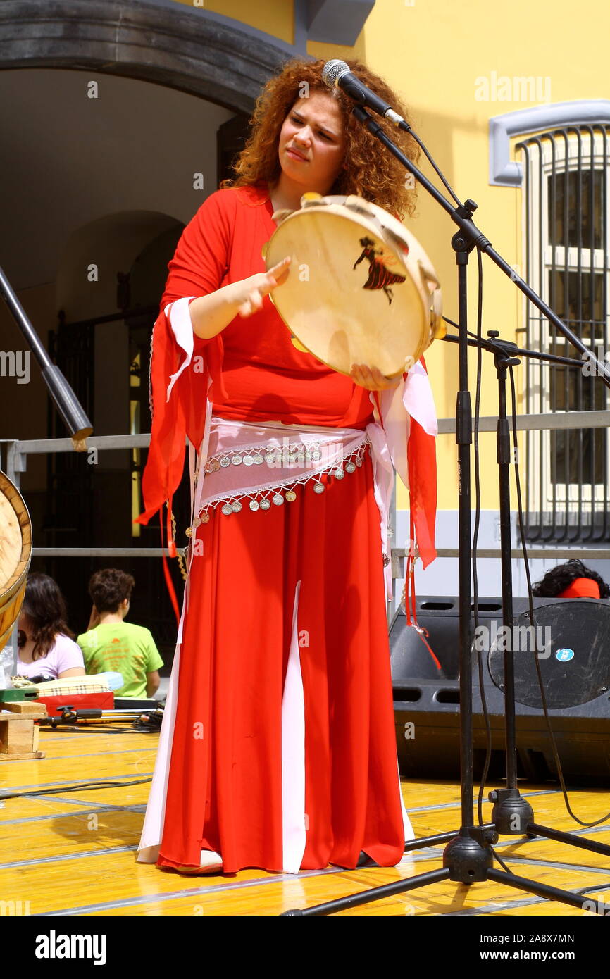 Campania concerto di musica folk con antichi strumenti musicali Foto Stock