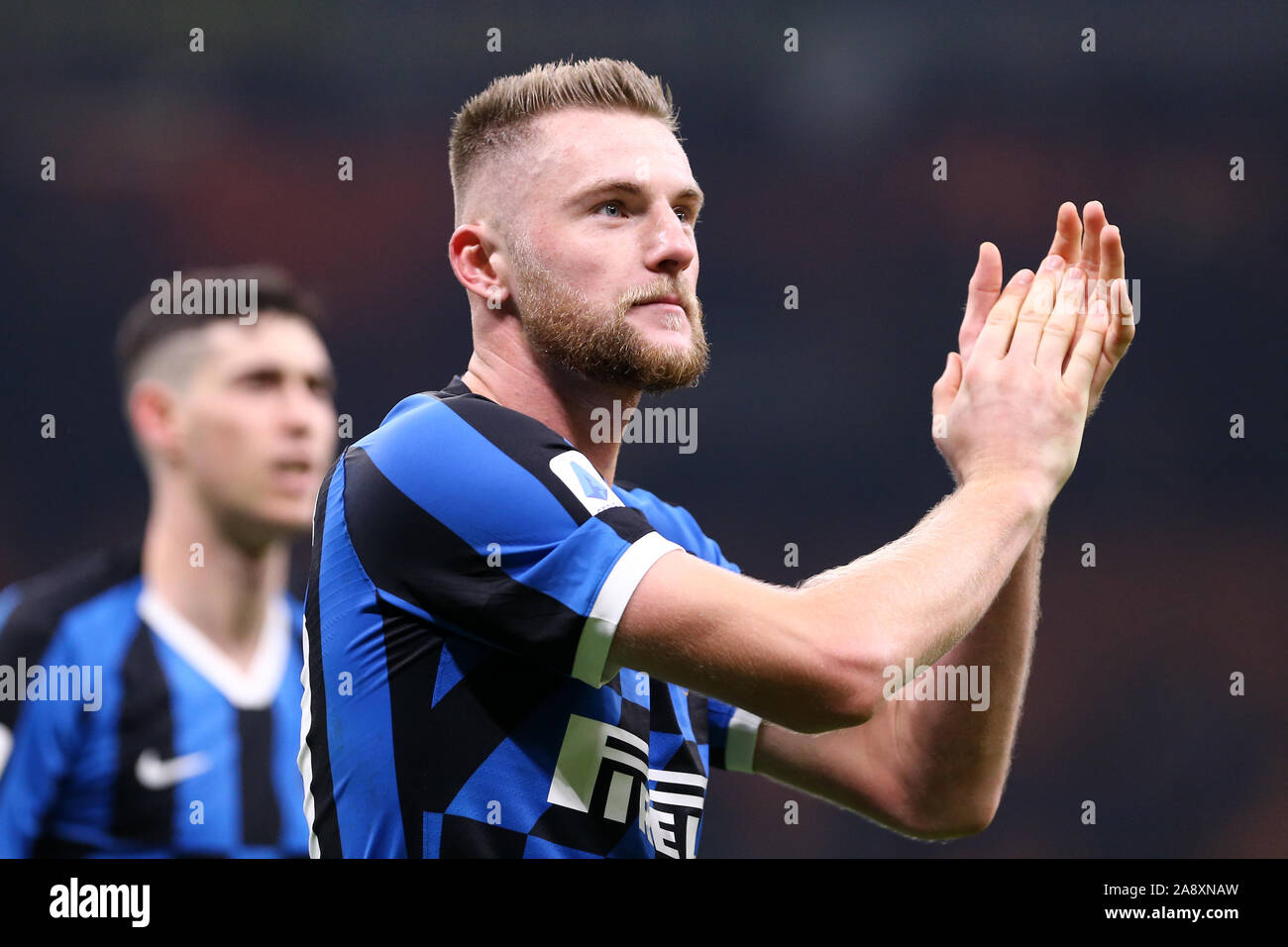 Milano, Italia. 09a Novembre 2019. Campionato italiano A. FC Internazionale vs Hellas Verona Fc. Milano Skriniar di FC Internazionale. Foto Stock