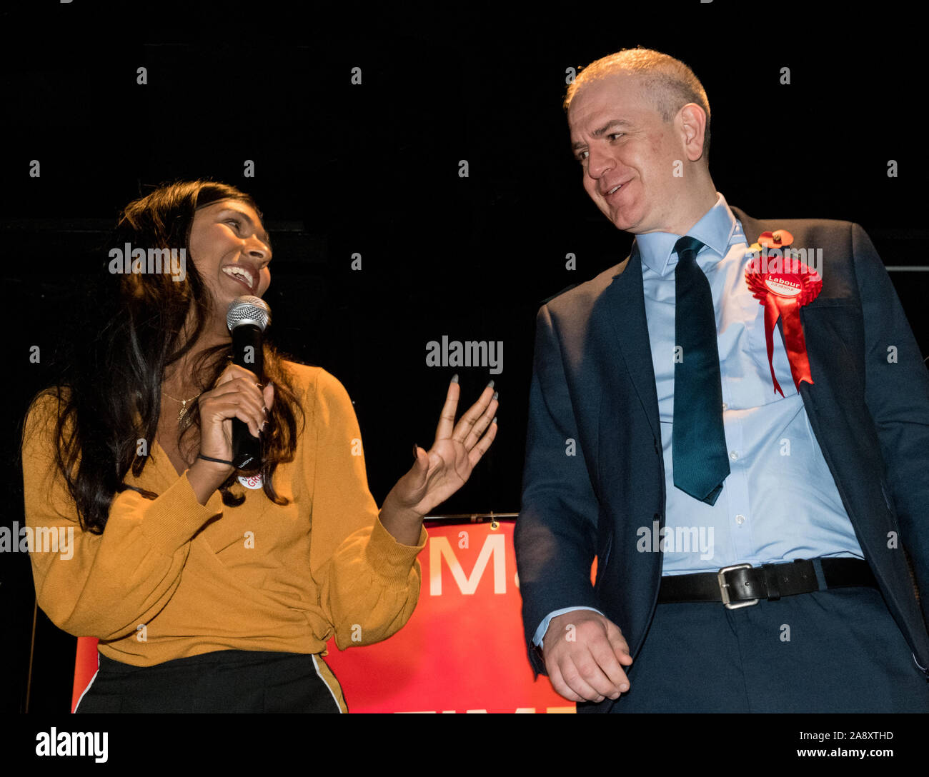 Ceneri Sarkar a una campagna di rally per Greg Marshall in Broxtowe, Nottingham, Inghilterra, Regno Unito Foto Stock