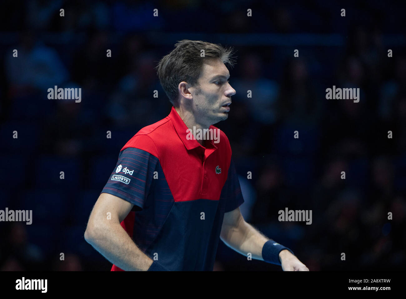 O2, Londra, Regno Unito. 11 novembre 2019. Nitto ATP Finals sera raddoppia corrispondono, Juan Sebastian Cabal (COL) & Robert Farah (COL) vs Pierre-Hugues Herbert (FRA) & Nicolas MAHUT (FRA). Credito: Malcolm Park/Alamy Live News. Foto Stock