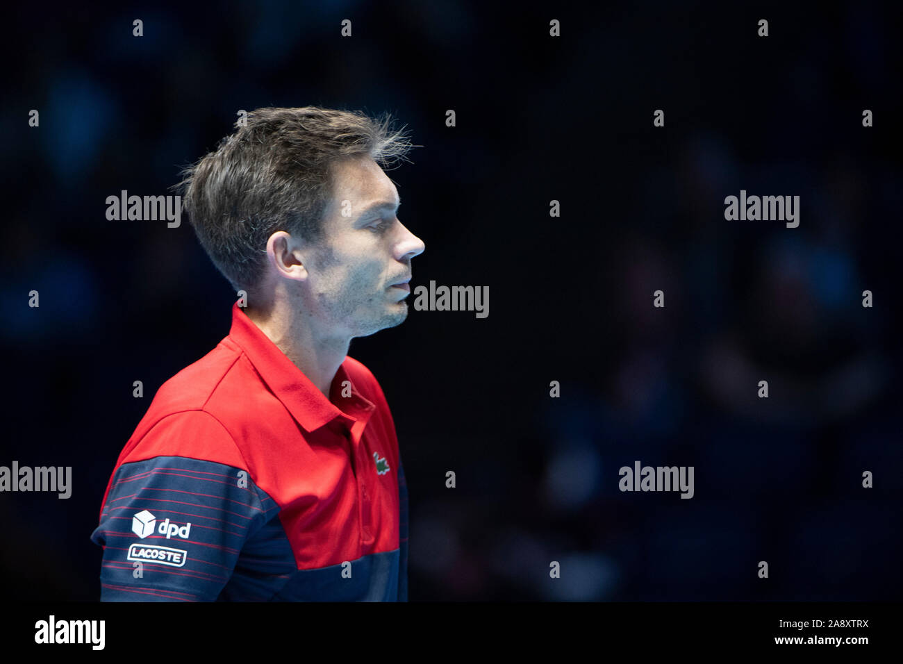O2, Londra, Regno Unito. 11 novembre 2019. Nitto ATP Finals sera raddoppia corrispondono, Juan Sebastian Cabal (COL) & Robert Farah (COL) vs Pierre-Hugues Herbert (FRA) & Nicolas MAHUT (FRA). Credito: Malcolm Park/Alamy Live News. Foto Stock
