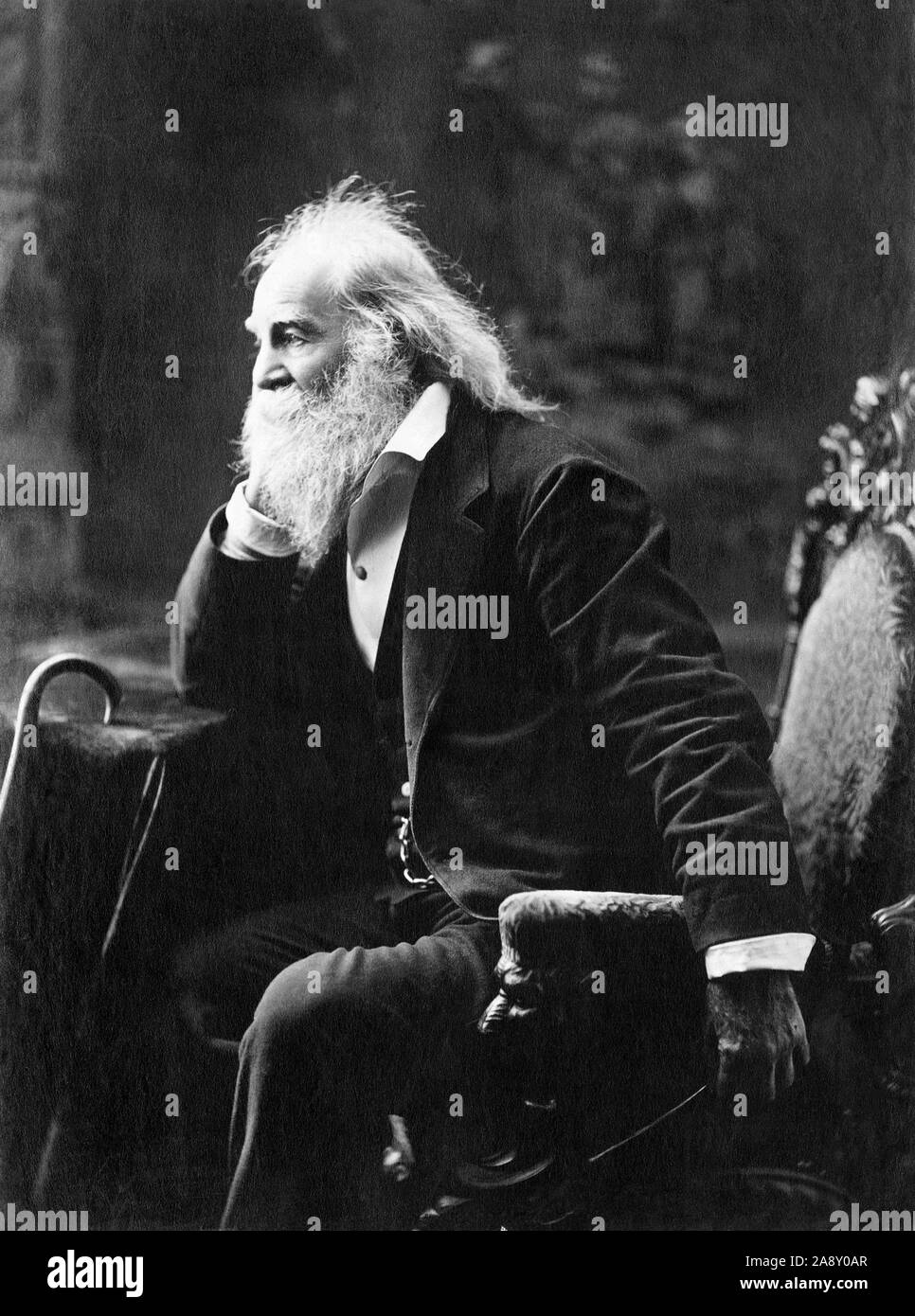 Vintage foto ritratto del poeta americano, saggista e giornalista Walt Whitman (1819 - 1892). Foto risalente al 1881 da Bartlett F Kenney. Foto Stock