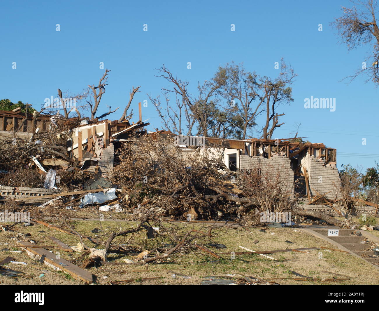 EF-3Tornado North Dallas duramente colpito Area, Preston Hollow, Parco di università, di Highland Park e Preston Royal,Royal Expresswa centrale Foto Stock