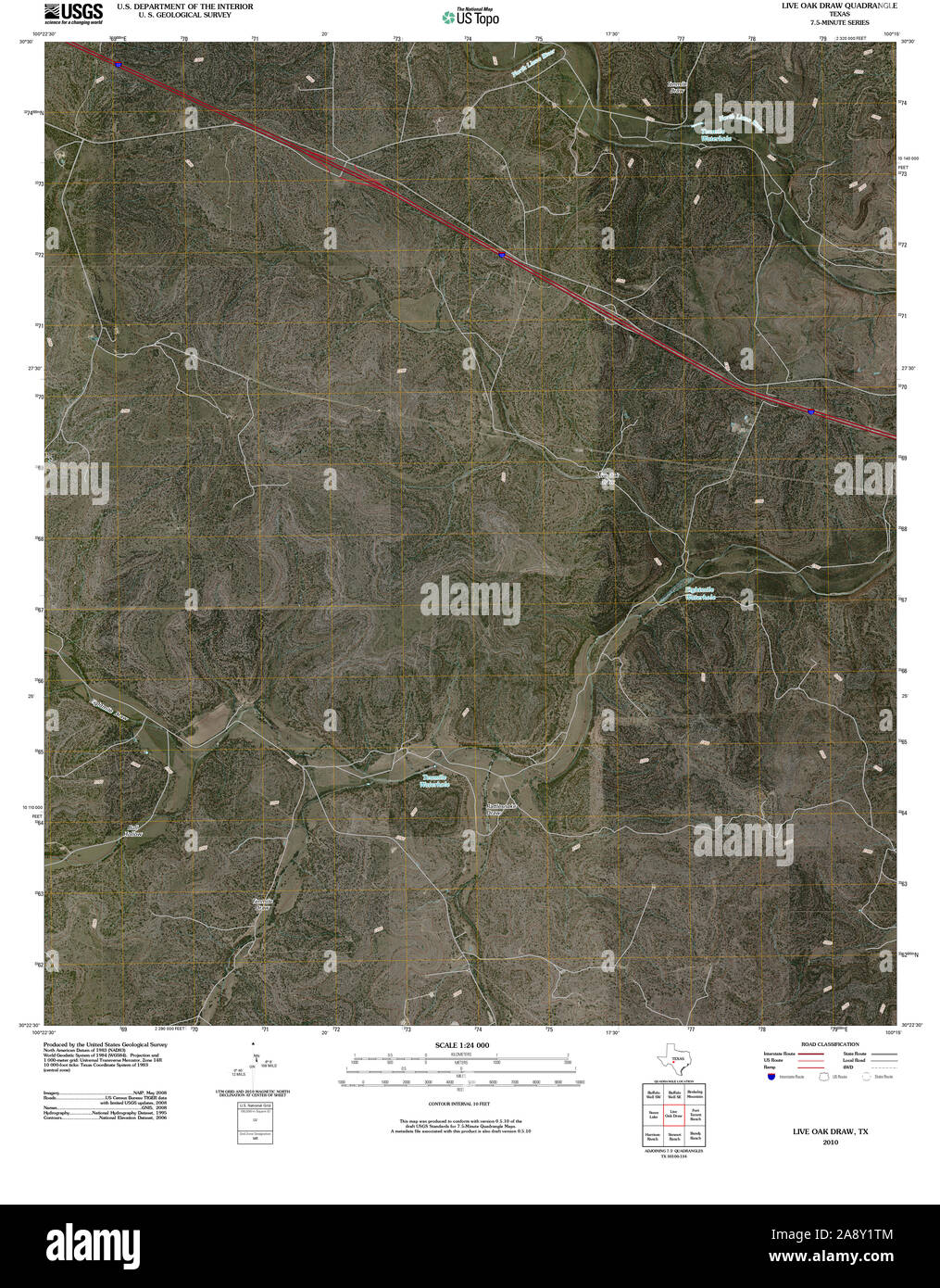 USGS TOPO Map Texas TX Live Oak disegnare 20100213 TM il restauro Foto Stock