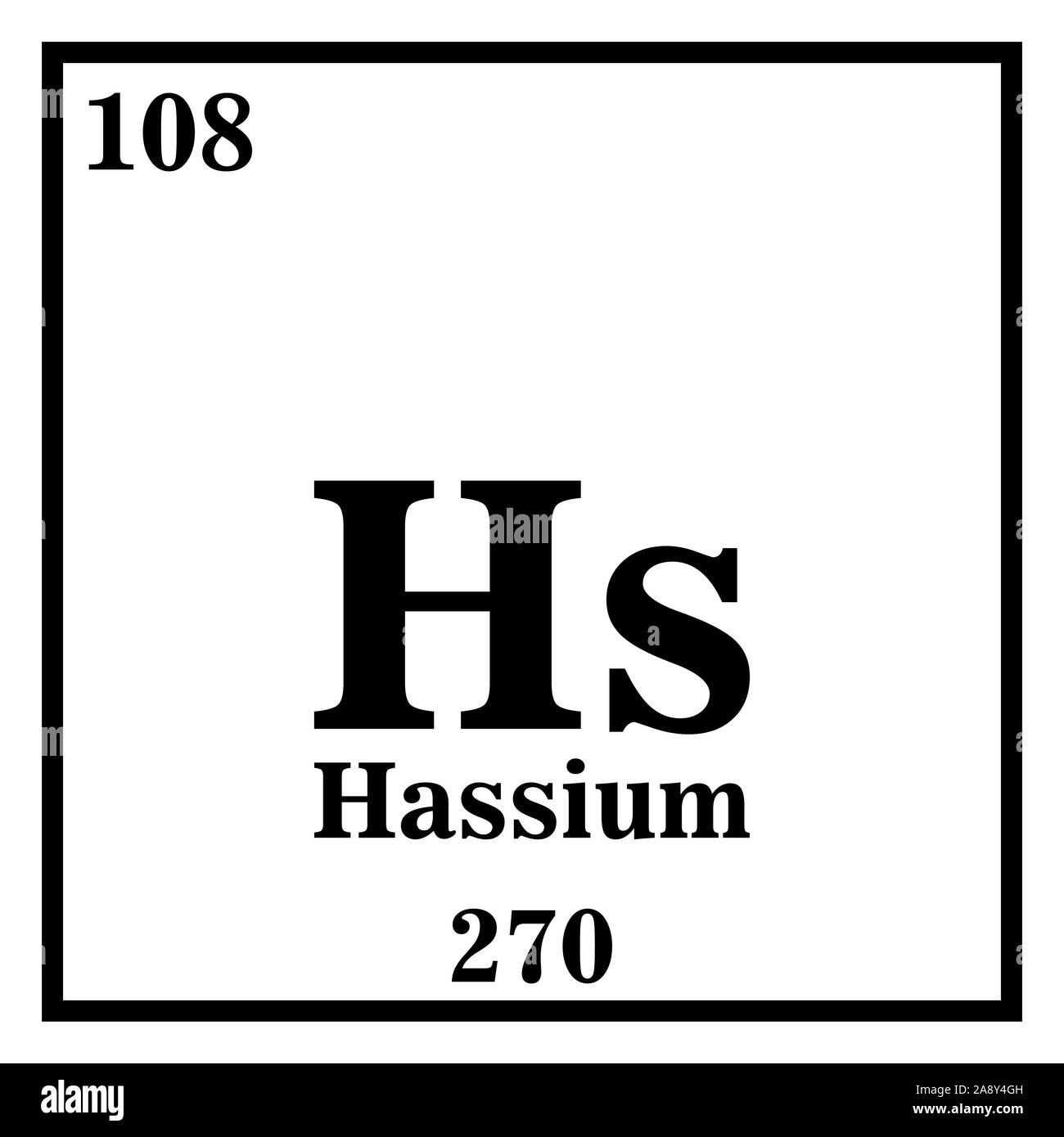 Hassio Tavola Periodica degli Elementi illustrazione vettoriale EPS 10. Illustrazione Vettoriale