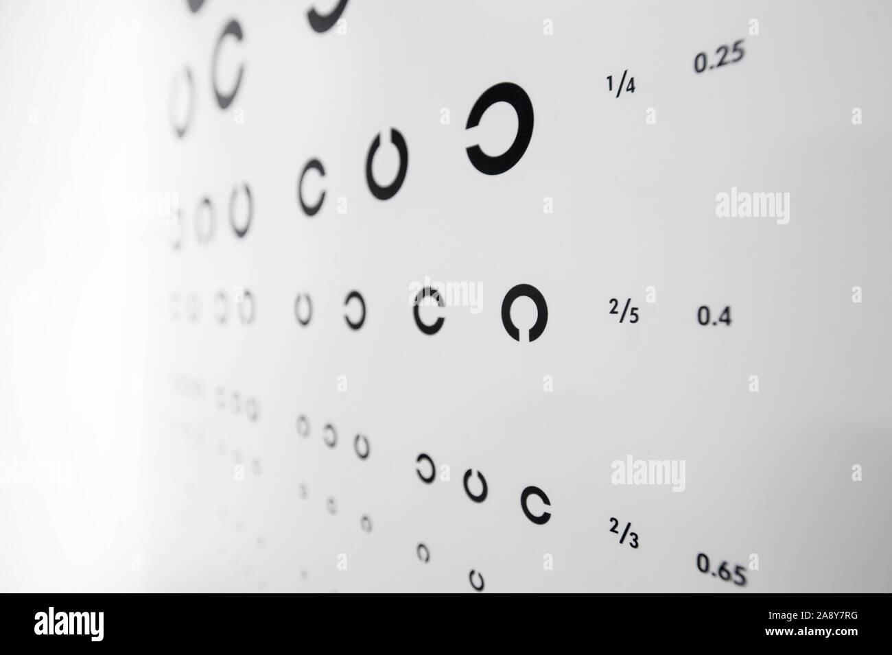 Occhio grafico di prova in una clinica Foto Stock