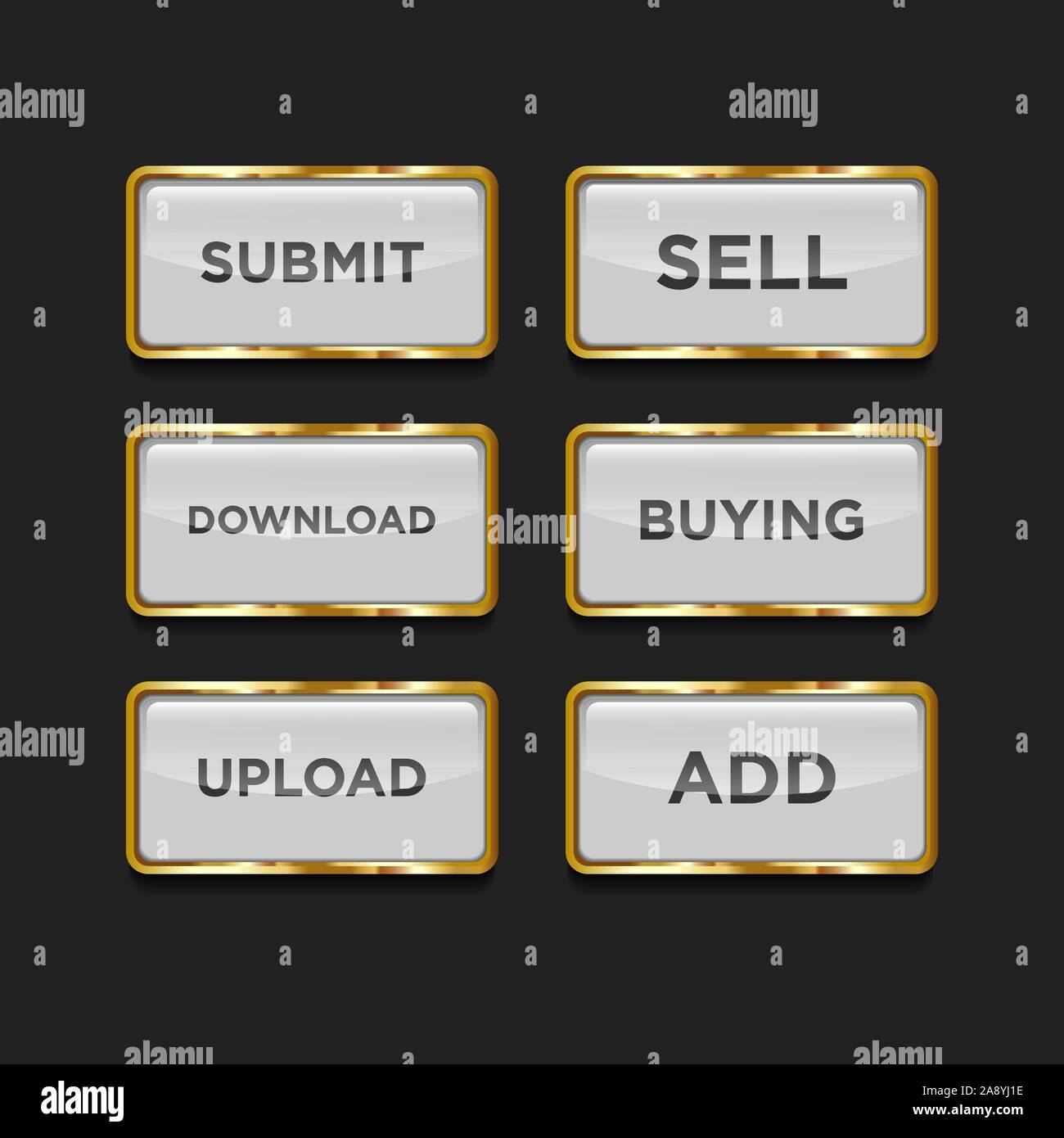 Luxury Gold square shiny pulsante. Creative pulsante web e possono essere utilizzate su siti web blog etc. Illustrazione Vettoriale