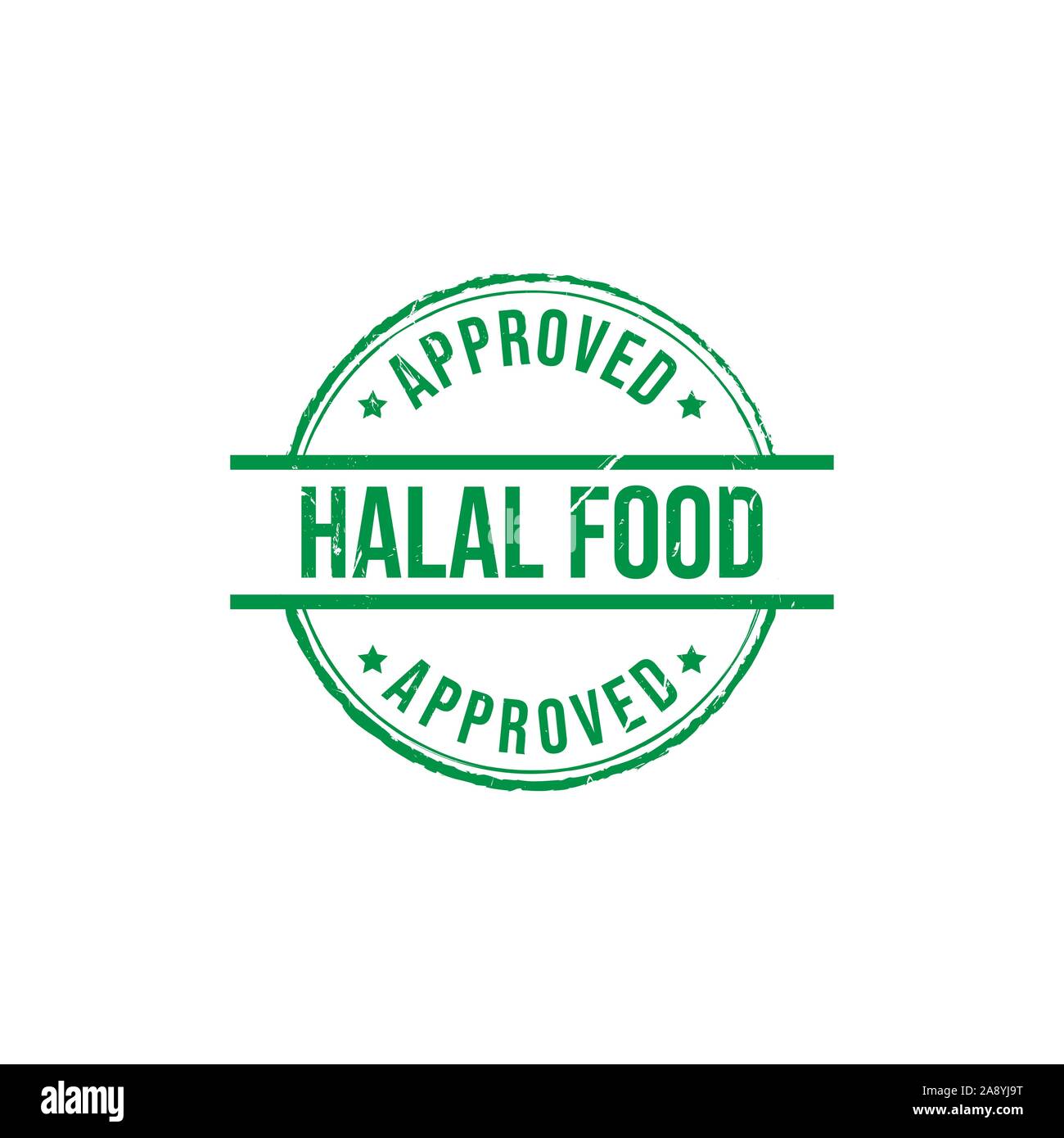 Certificati di macellazione halal grunge timbro di gomma. Illustrazione Vettoriale su sfondo bianco. Il concetto di Business round grunge pittogramma timbro Illustrazione Vettoriale