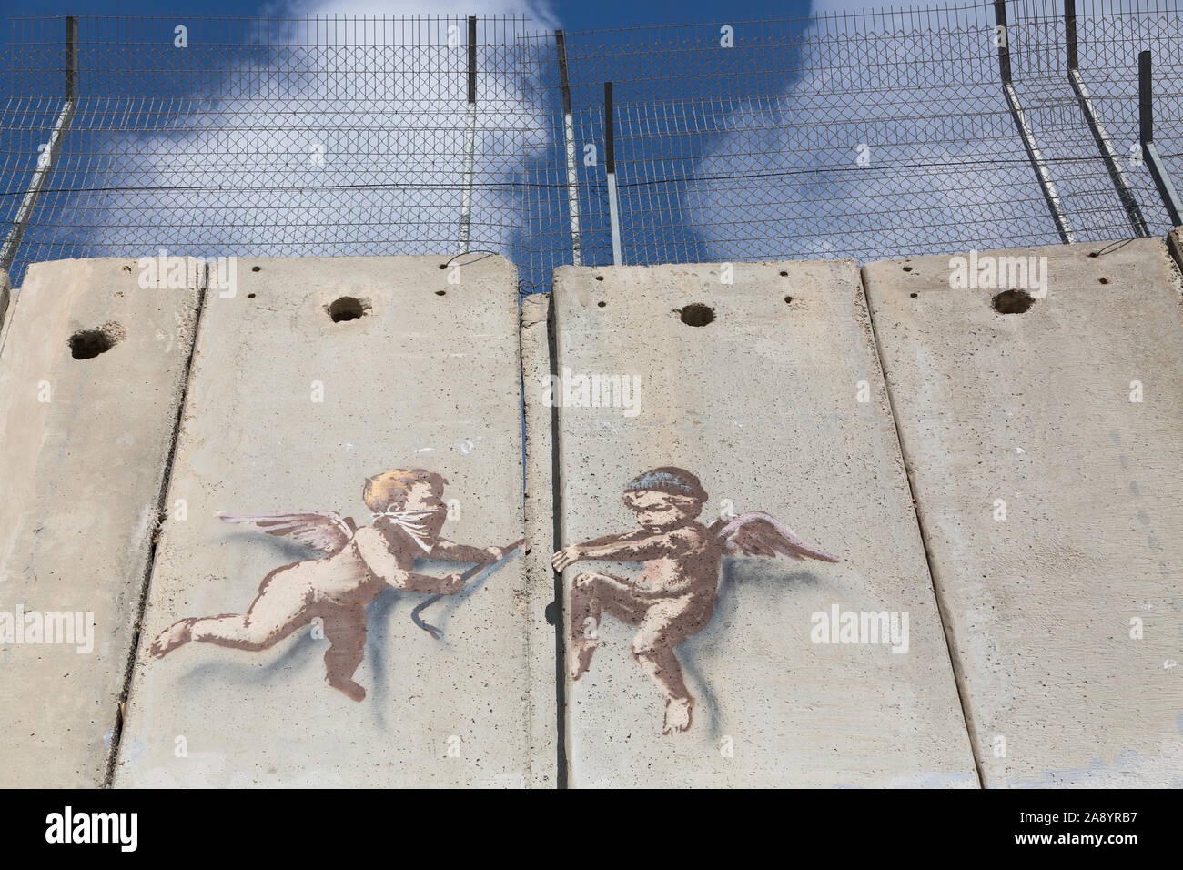 Grafitti coperta parete divisoria Israele e Palestina Foto Stock