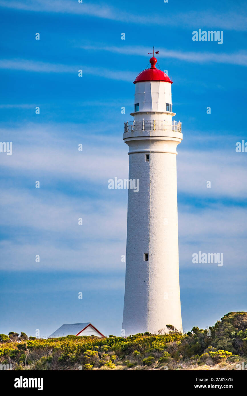 Portland, Victoria, Australia - 12 Ott 19: Cape Nelson faro è stato costruito nel 1884 con una stazione del telegrafo attaccato con una linea attraverso a Melbourne Foto Stock