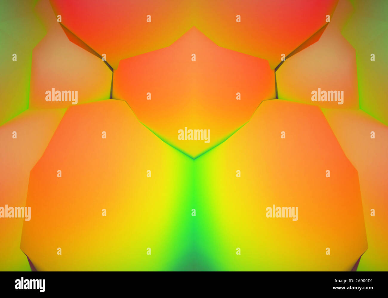 Abstract background simmetrica con 3d forme e colori vibranti Foto Stock