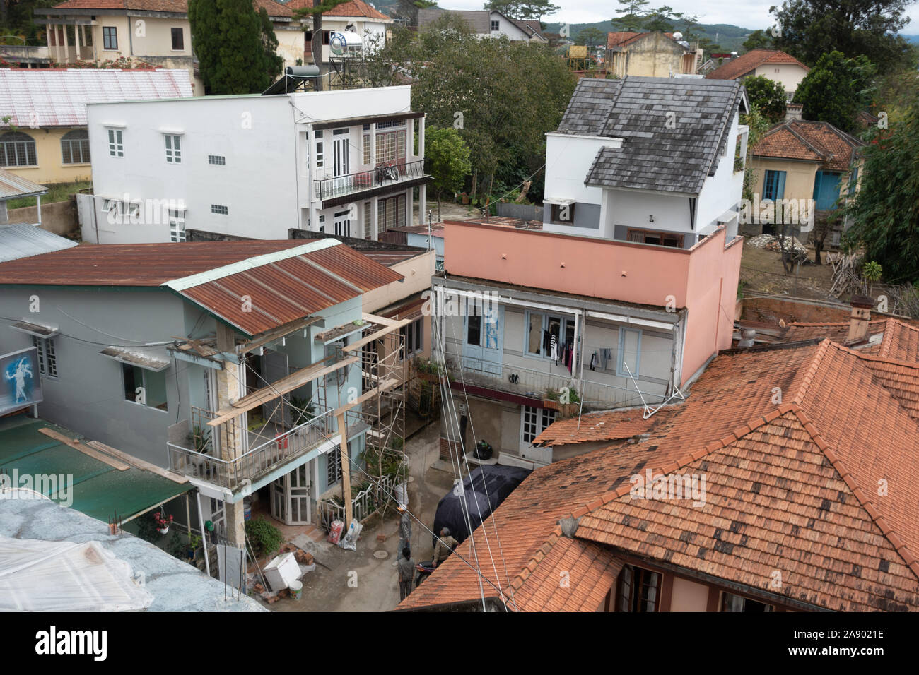 Case e costruzione di Dalat, Vietnam Foto Stock
