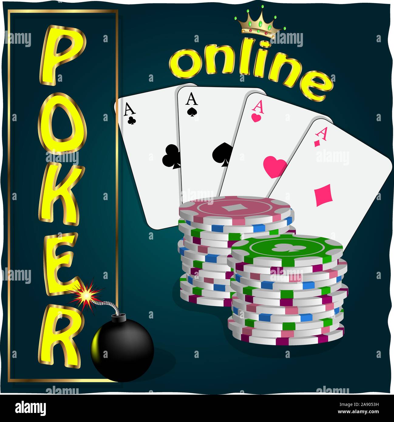 Online poker banner. illustrazione vettoriale. Poker chips illustrazione vettoriale. Illustrazione Vettoriale