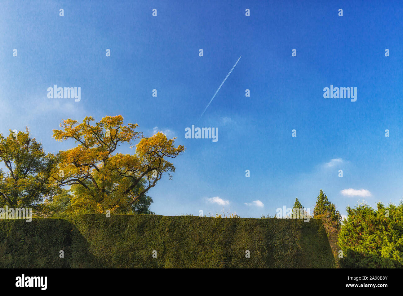 Formale (inglese) giardino del castello di Lednice Foto Stock